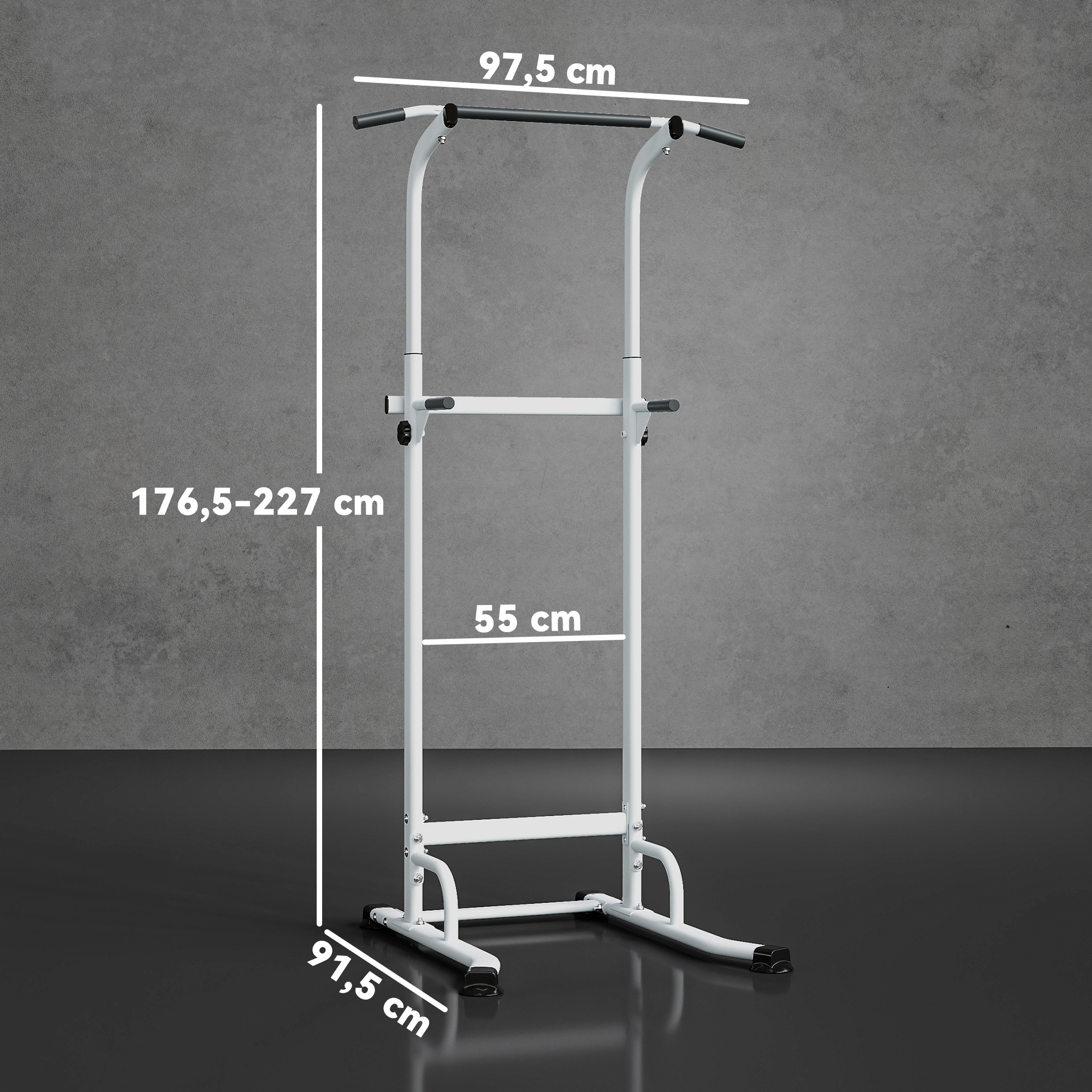 Jõutorn, reguleeritava kõrgusega 176,5–227 cm, multifunktsionaalne terasraamiga dipikõndimisjaam, kandevõime 120 kg