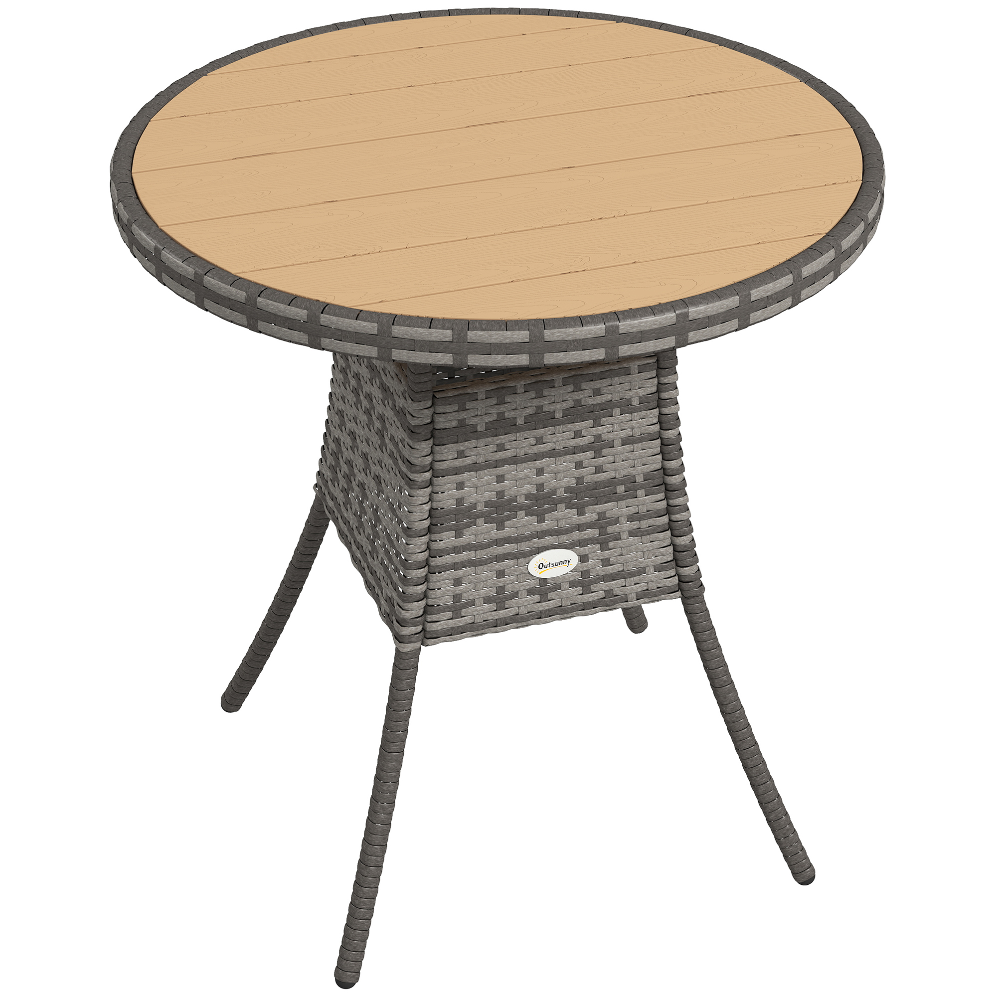 Outsunny 70 cm Wood-Effect Rattan Garden Table – Natural Wood Finish Outsunny 70 cm Wood-Effect Rattan Garden Table – Natural Wood Finish