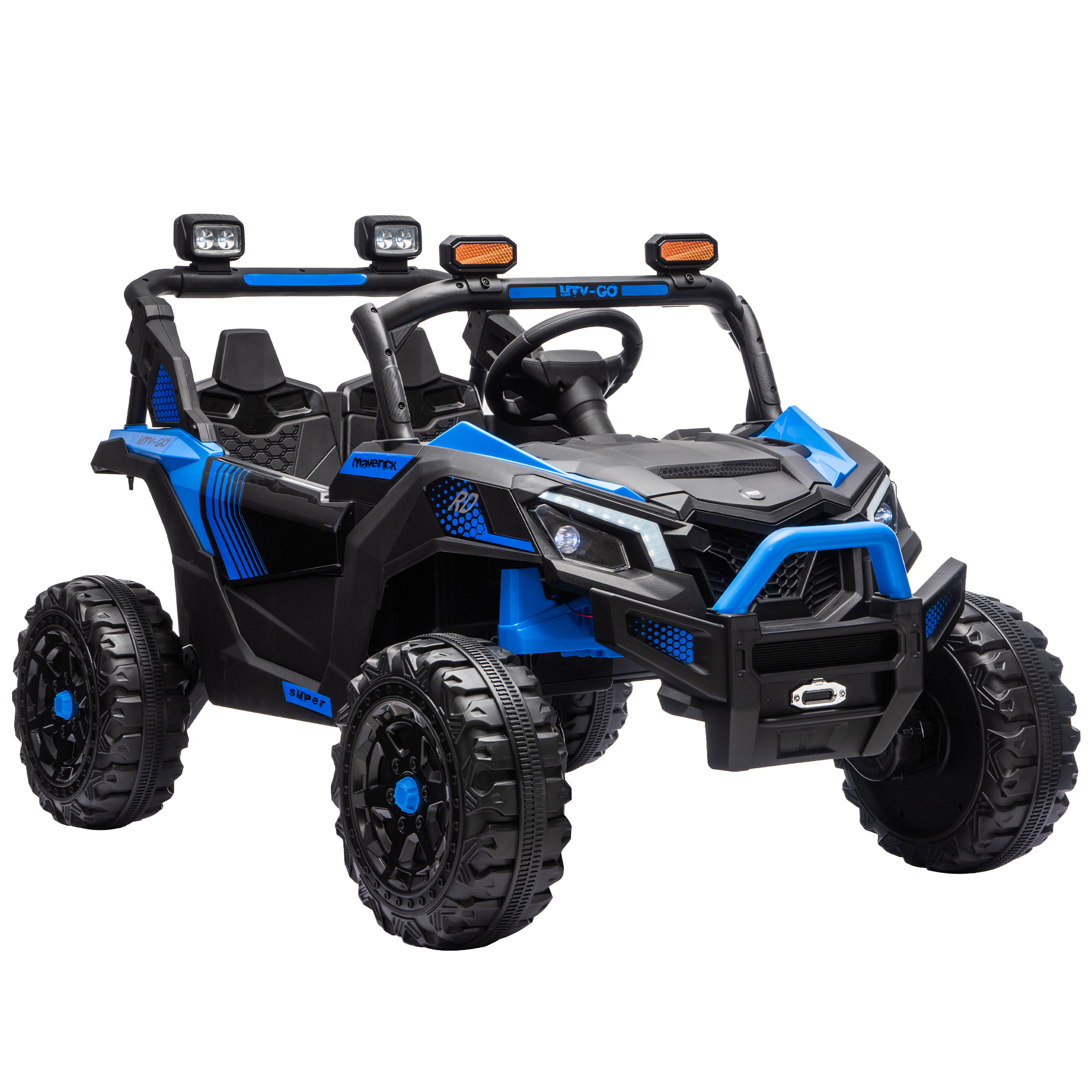 AIYAPLAY Mașină electrică pentru copii 24V 2 locuri UTV cu baterie litiu Telecomandă 2,4 GHz 2 x motoare 120W Pornire lină | Aosom Romania