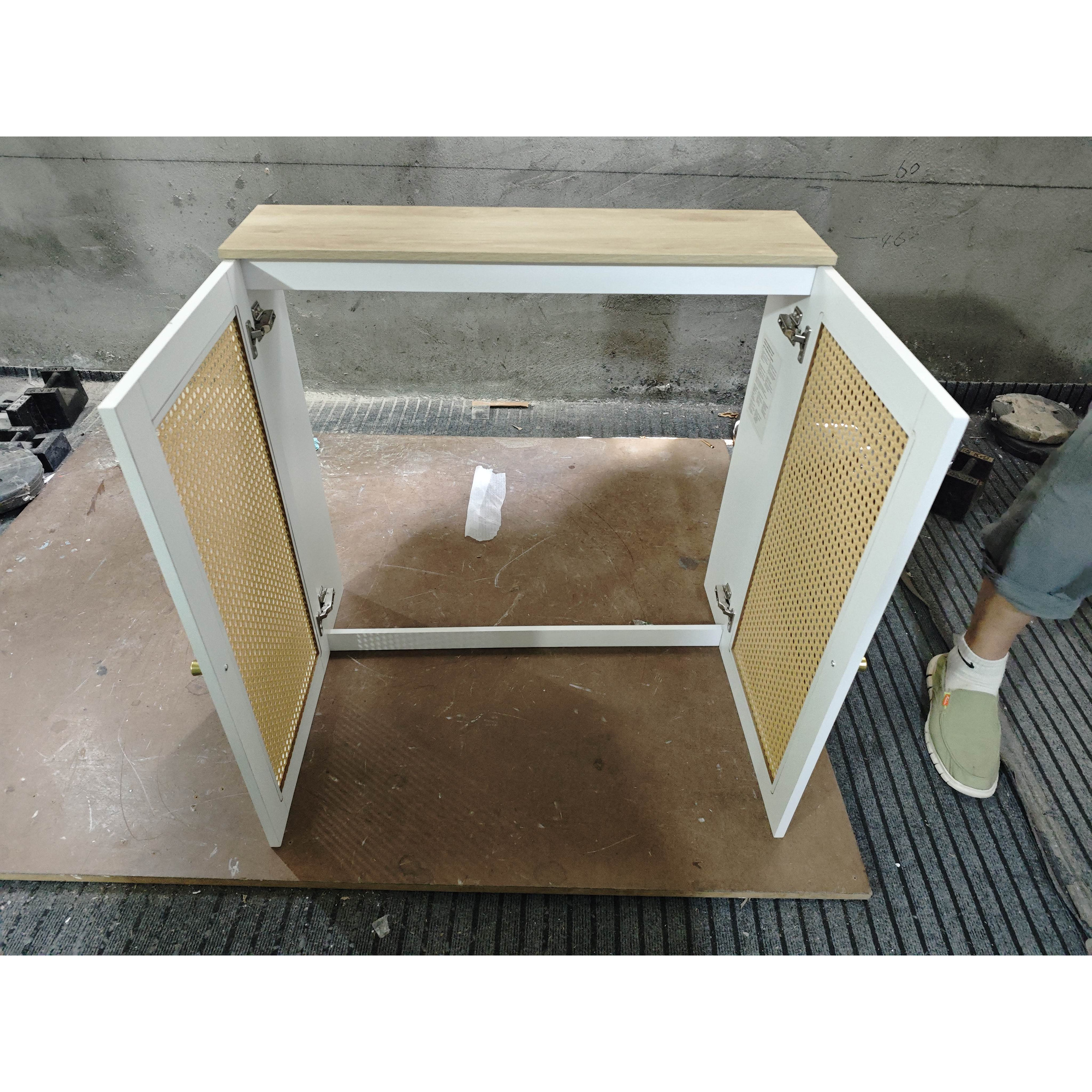 HOMCOM Heizkörperverkleidung mit 2 Rattan-Türen, Heizkörperabdeckung, Abdeckung für Heizkörper, für Wohnzimmer, Schlafzimmer, 78x19x75 cm, Weiß   Aosom von HOMCOM