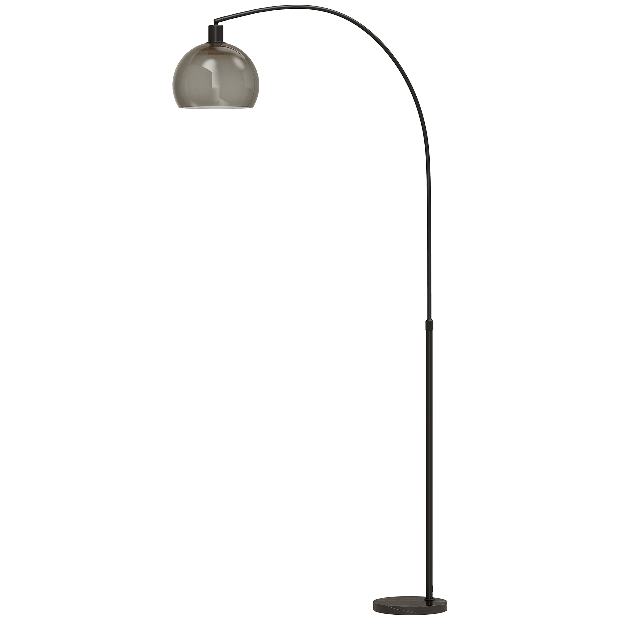 HOMCOM Lampe sur pied en arc avec interrupteur à pédale, en marbre, fer et plastique, 90x26x180 cm, Noir et gris fumée HOMCOM Lampe sur pied en arc avec interrupteur à pédale, en marbre, fer et plastique, 90x26x180 cm, Noir et gris fumée