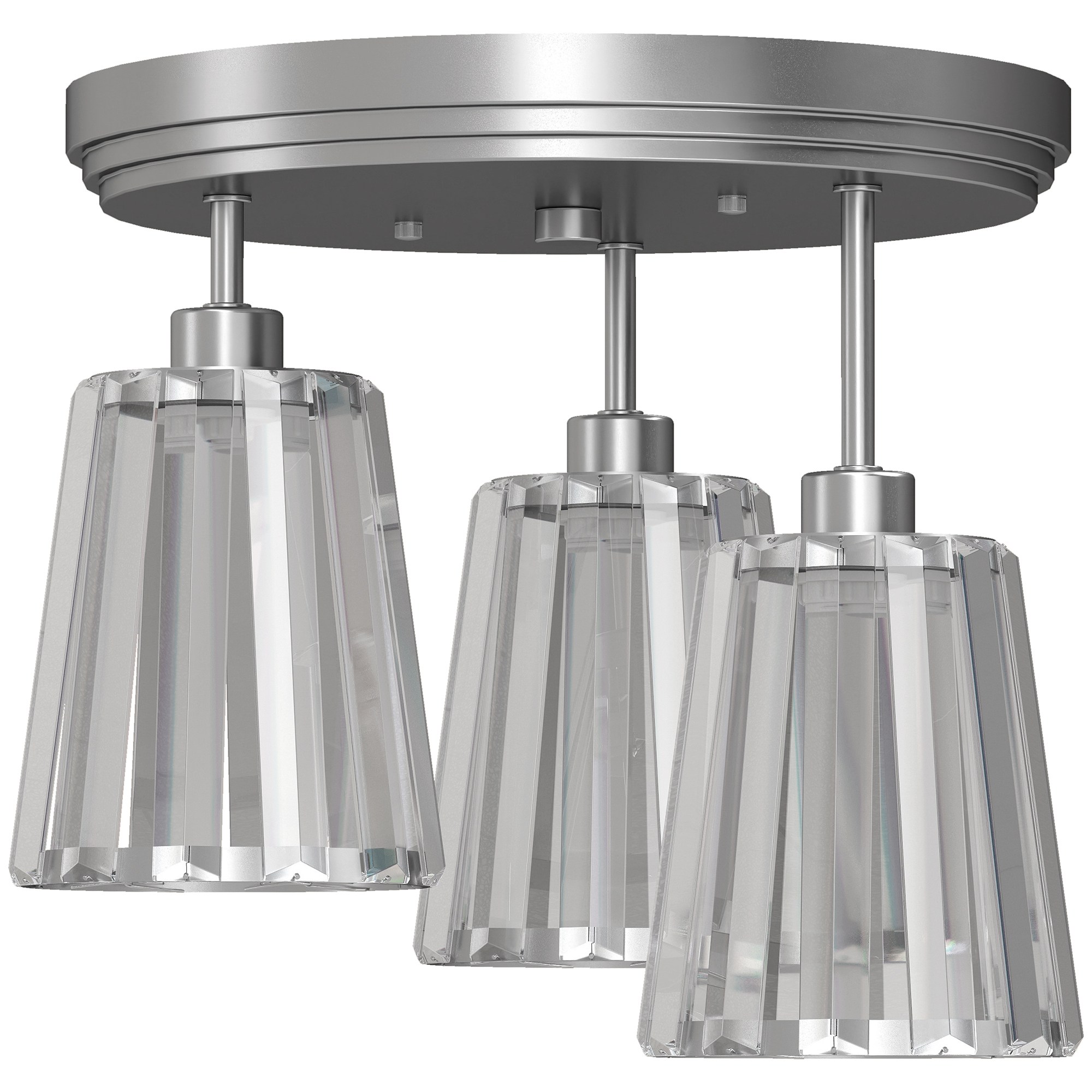 HOMCOM LED-Deckenleuchte aus Kristallglas, moderner Deckenleuchter mit 3 Lichtern, E27-Fassungen, ohne Leuchtmittel, Ø32 cm, für Wohnzimmer, Esszimmer, Schlafzimmer, Silber Aosom