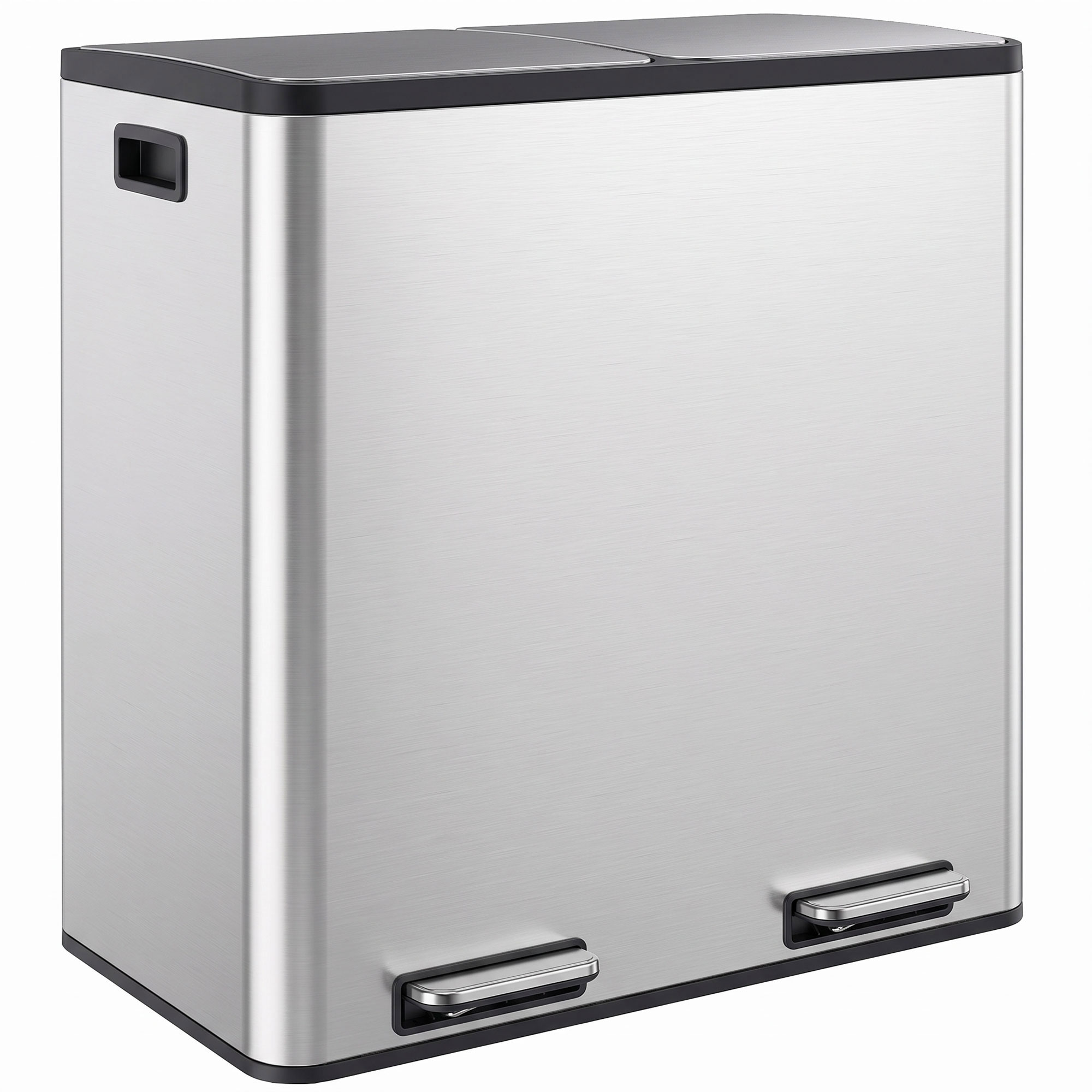 HOMCOM Coș de gunoi pentru bucătărie 2 x 30 L, cu pedală, din oțel inoxidabil, cu recipiente detașabile și închidere lentă, argintiu | Aosom Romania