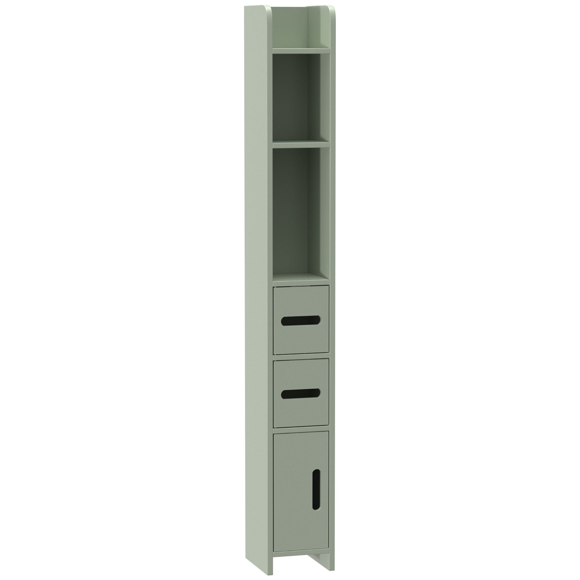 kleankin Meuble Colonne de Salle de Bain, Armoire Toilette Haute avec Étagères et Placards - 15 x 17 x 120 cm, Vert Clair