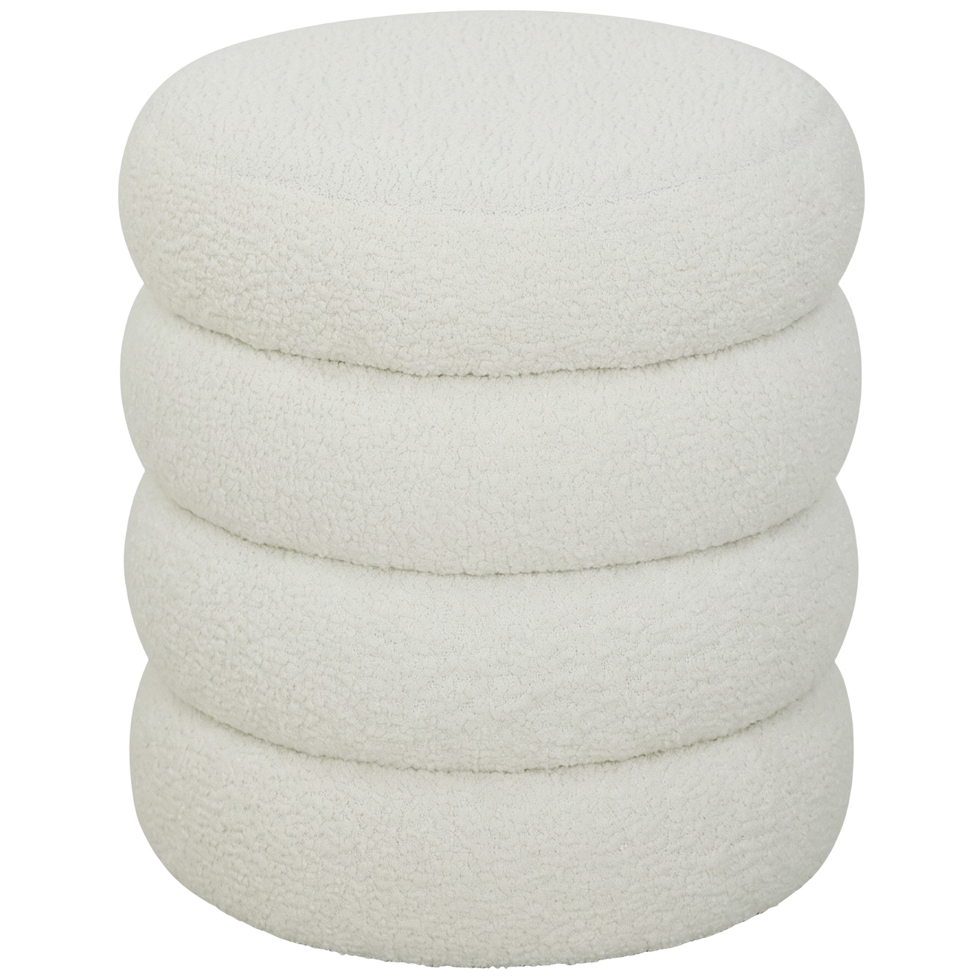 HOMCOM Sitzhocker Hocker rund mit Teddysamt-Optik Fußhocker Ottoman für Schlafzimmer, Wohnzimmer, Weiß, Ø40 x 45 cm Aosom
