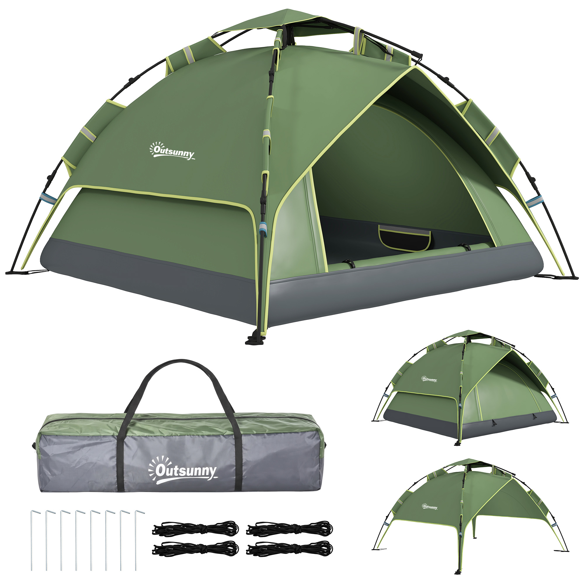 Outsunny Tente de camping tente pop up légère 2-3 pers. 2 grandes portes 210 x 210 x 140 cm fibre verre polyester Aosom France Outsunny Tente de camping tente pop up légère 2-3 pers. 2 grandes portes 210 x 210 x 140 cm fibre verre polyester Aosom France
