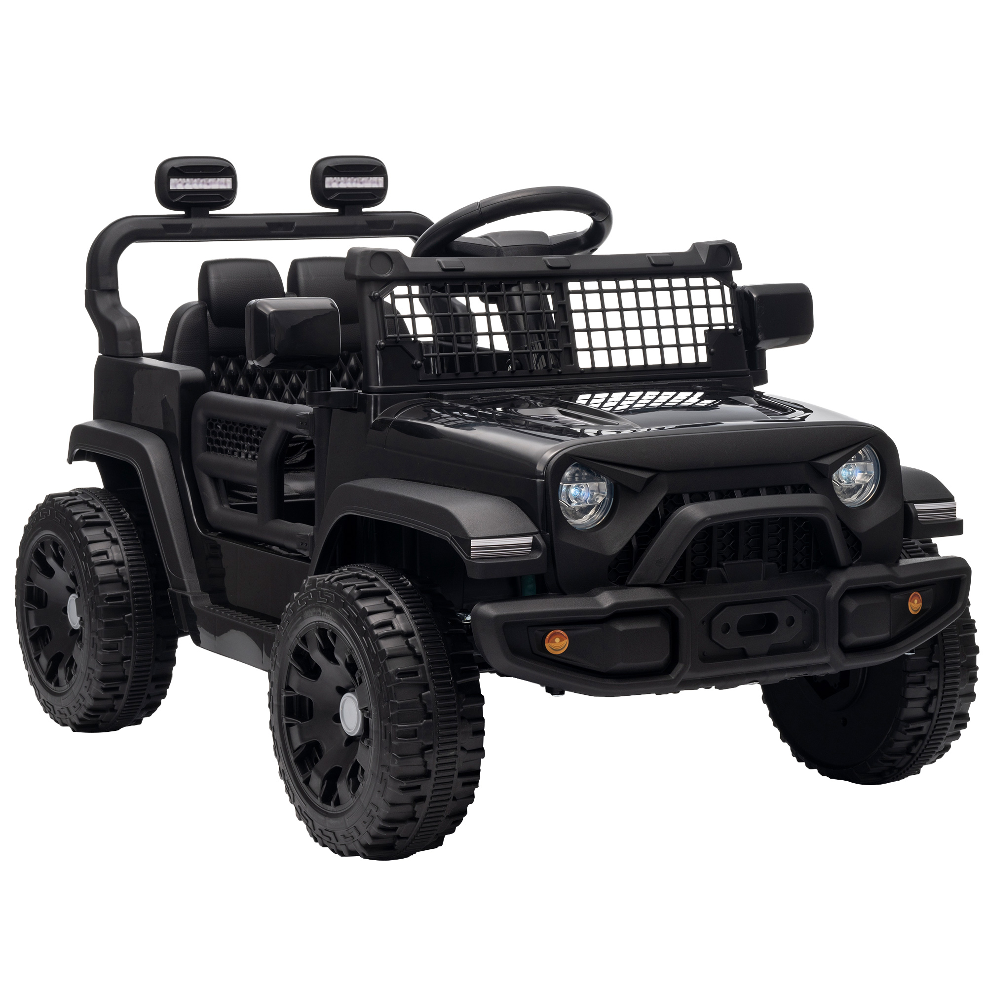 AIYAPLAY Mașină Electrică pentru Copii 12V, Buggy Electric pentru Copii, 2-4 km/h, 2 Motoare, Telecomandă, Baterie Litiu, Negru | Aosom Romania