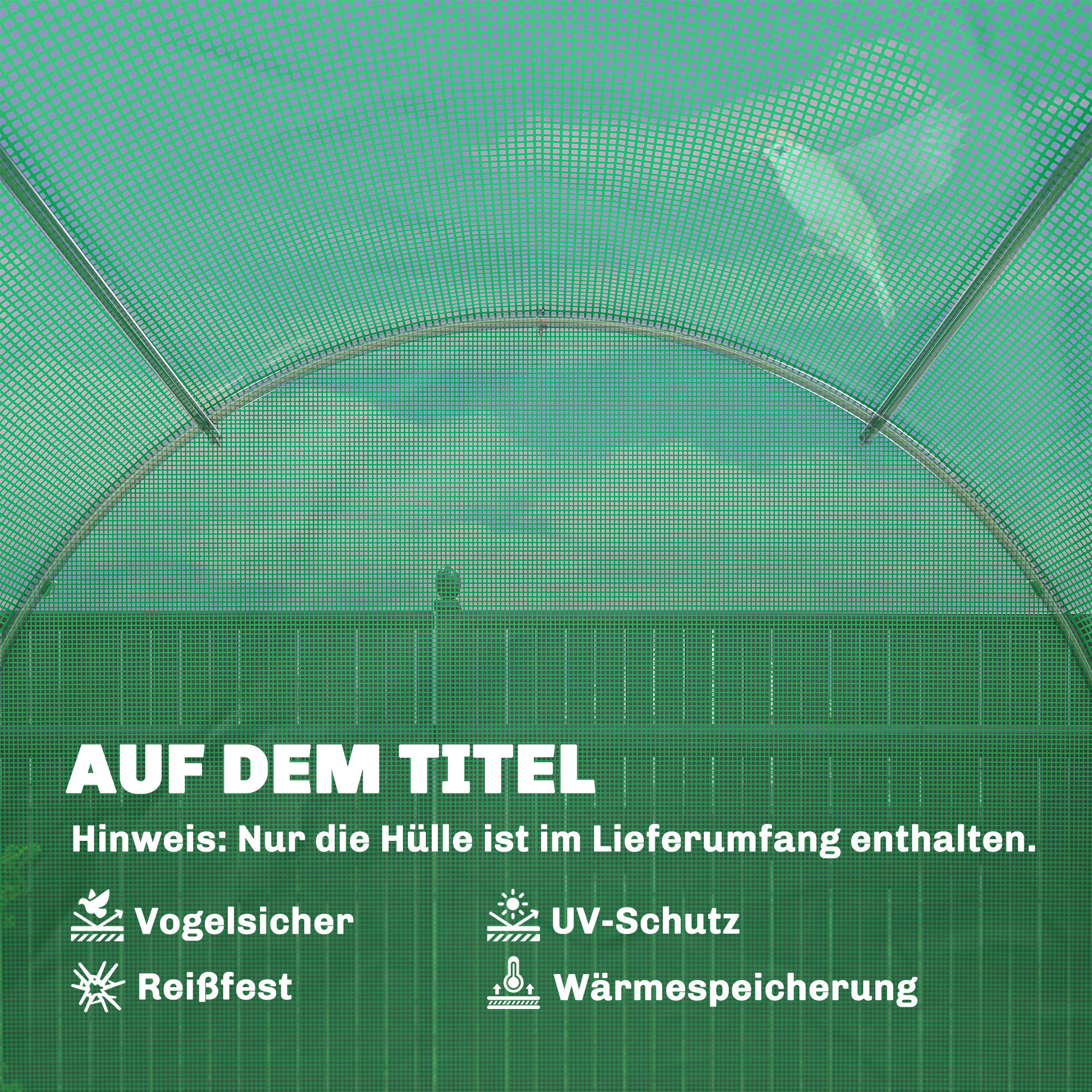 Kasvuhoonekile 4 x 2 m, veekindel aiakile uksega, 8 akent, UV-kaitse, rebenemiskindel polüetüleen, ainult roheline kile