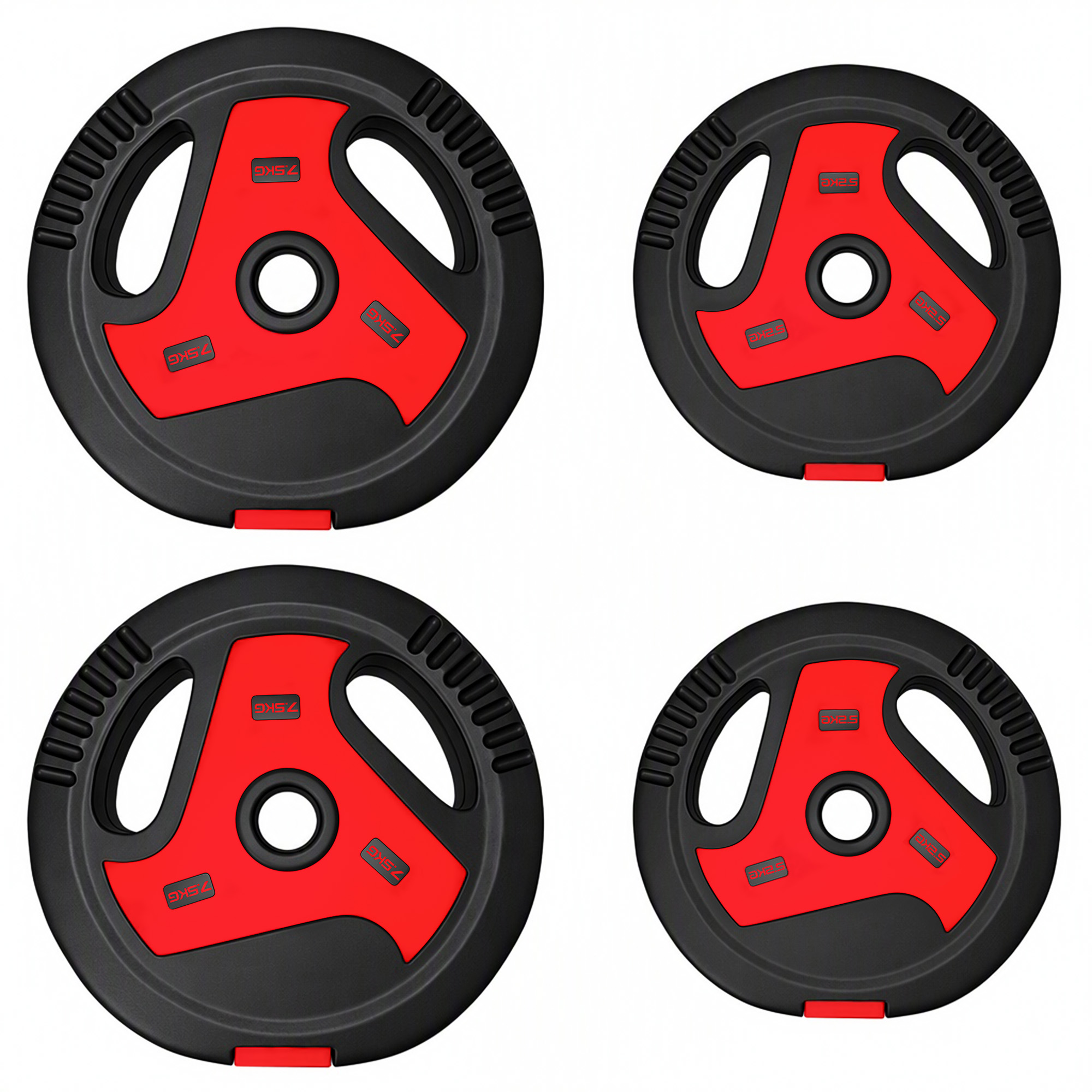 SPORTNOW Dischi Palestra con Maniglie, 20 kg, Foro 2.5cm, Set 4 Aosom Italy