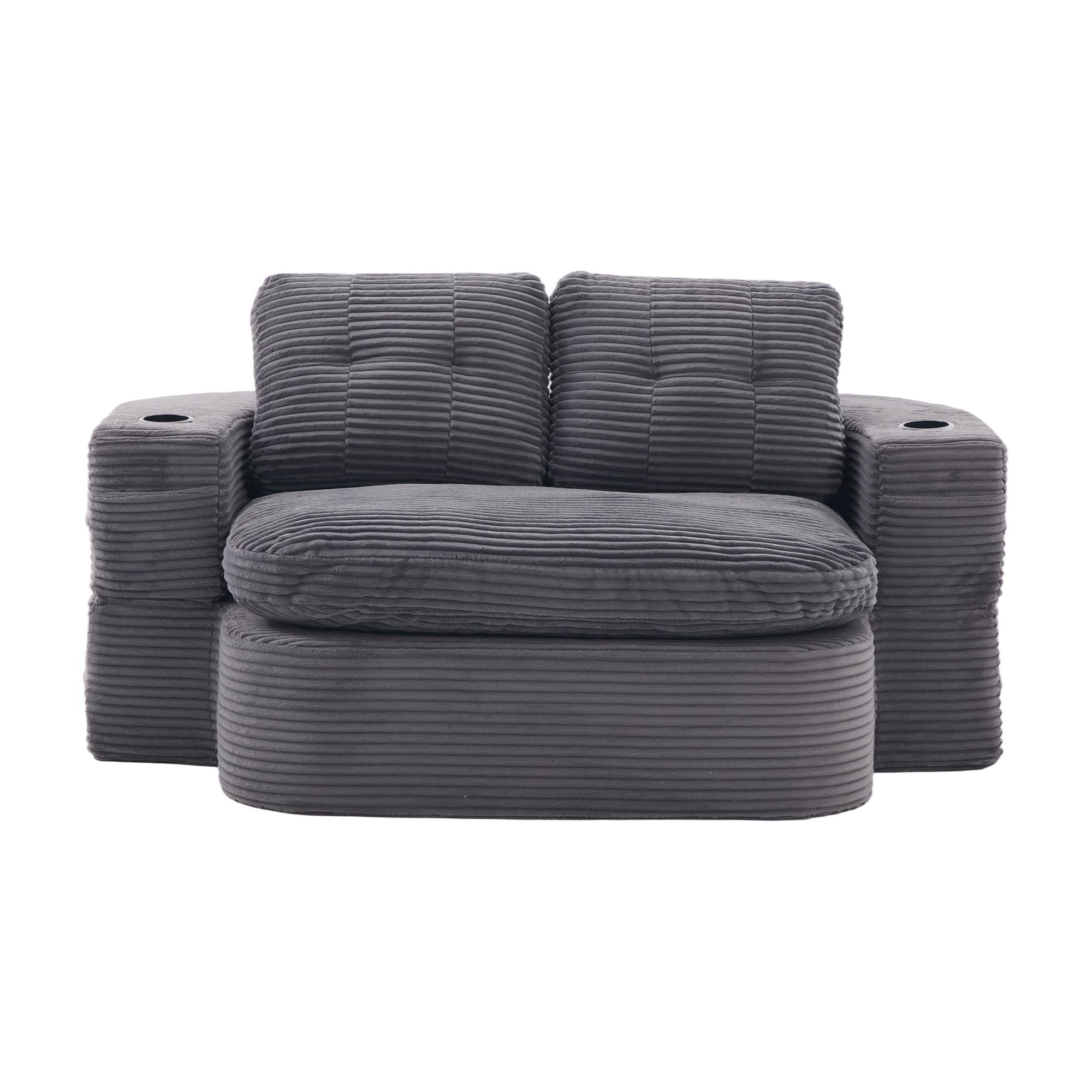 2-in-1 Cordsofa mit verstellbarer Funktion, Dunkelgrau Aosom.de