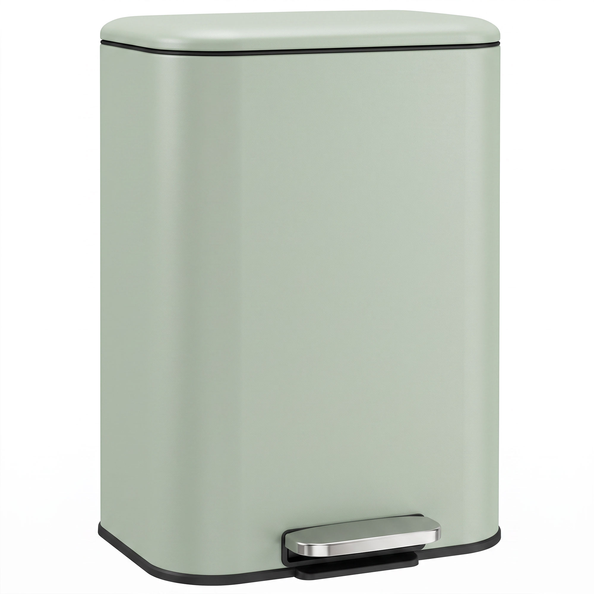 HOMCOM 50 L Kitchen Pedal Bin, Metal Rubbish Bin with Removable Inner Bucket, Soft-Close & Stay-Open Lid, Light Green HOMCOM 50 L Kitchen Pedal Bin, Metal Rubbish Bin with Removable Inner Bucket, Soft-Close & Stay-Open Lid, Light Green