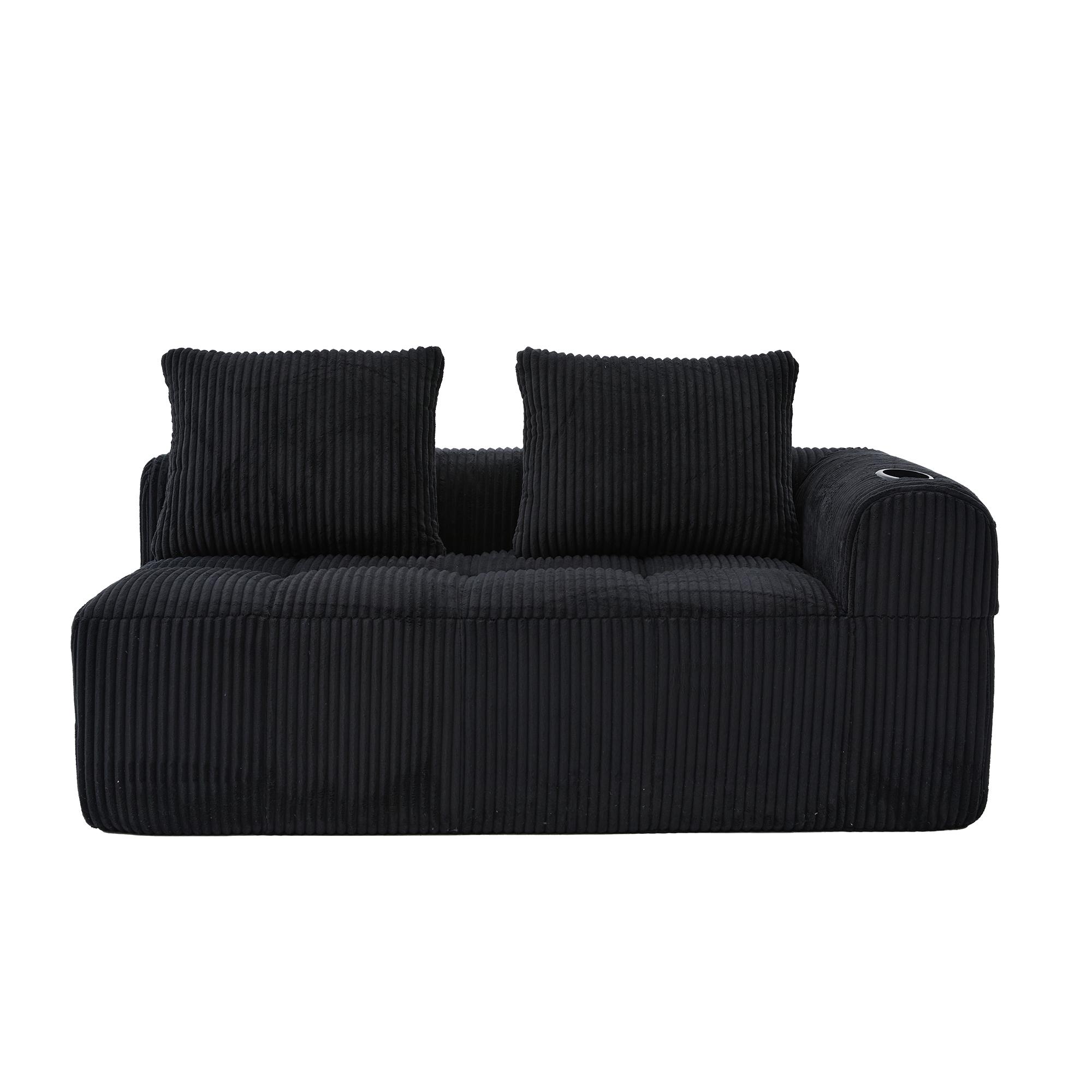Bequemes Cordsofa mit zwei Sitzern,Schwarz Aosom.de