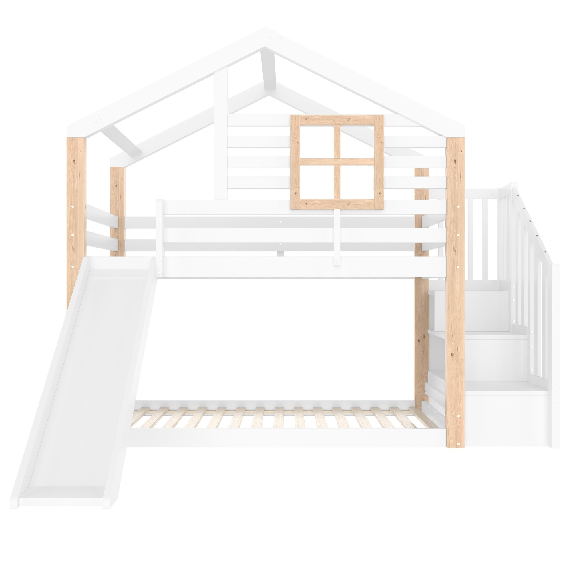 Kinderbett mit Rutsche und Treppe, Weiß   Aosom.de