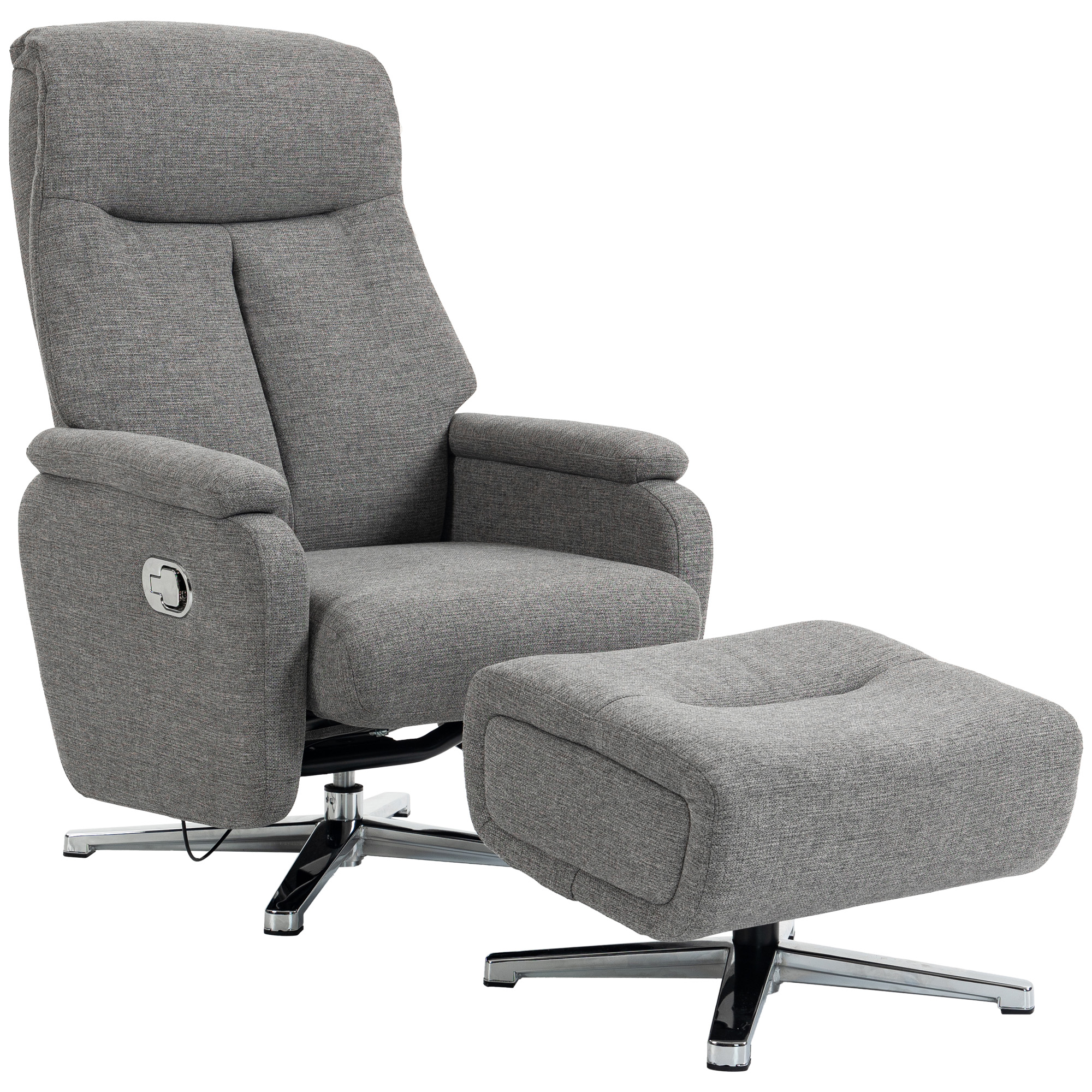HOMCOM Fauteuil relax réglable manuellement fauteuil lounge avec repose-pieds Gris foncé