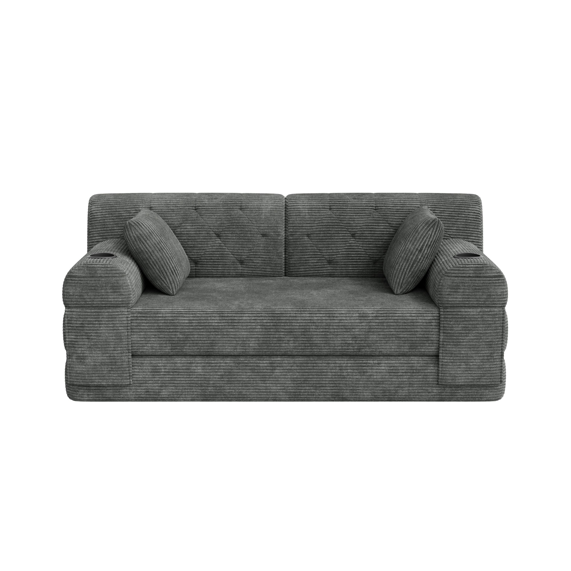 Doppeltes komprimiertes Cordsofa, Dunkelgrau Aosom.de