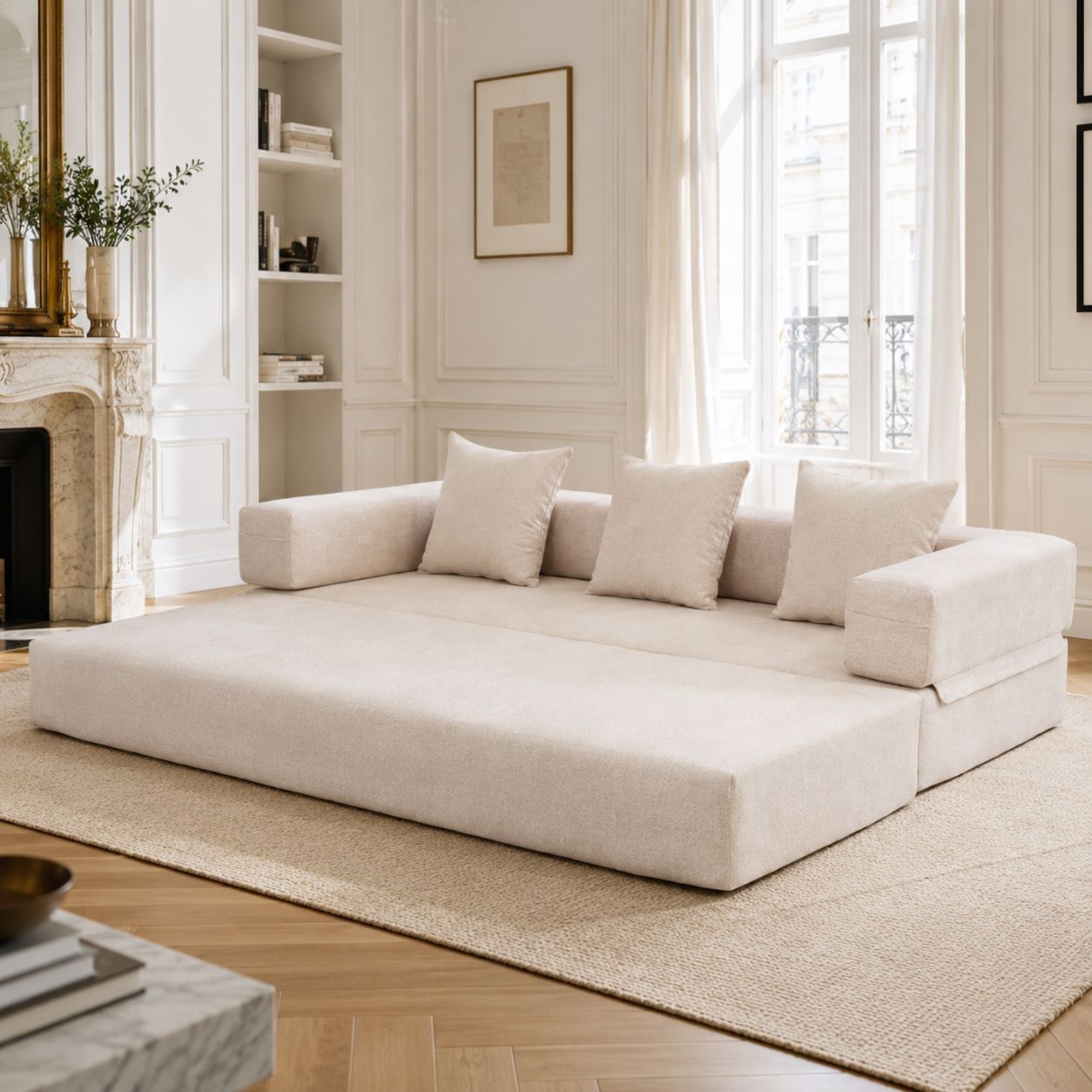 Modulares Chenille-Block-Sofa, Beige Aosom.de