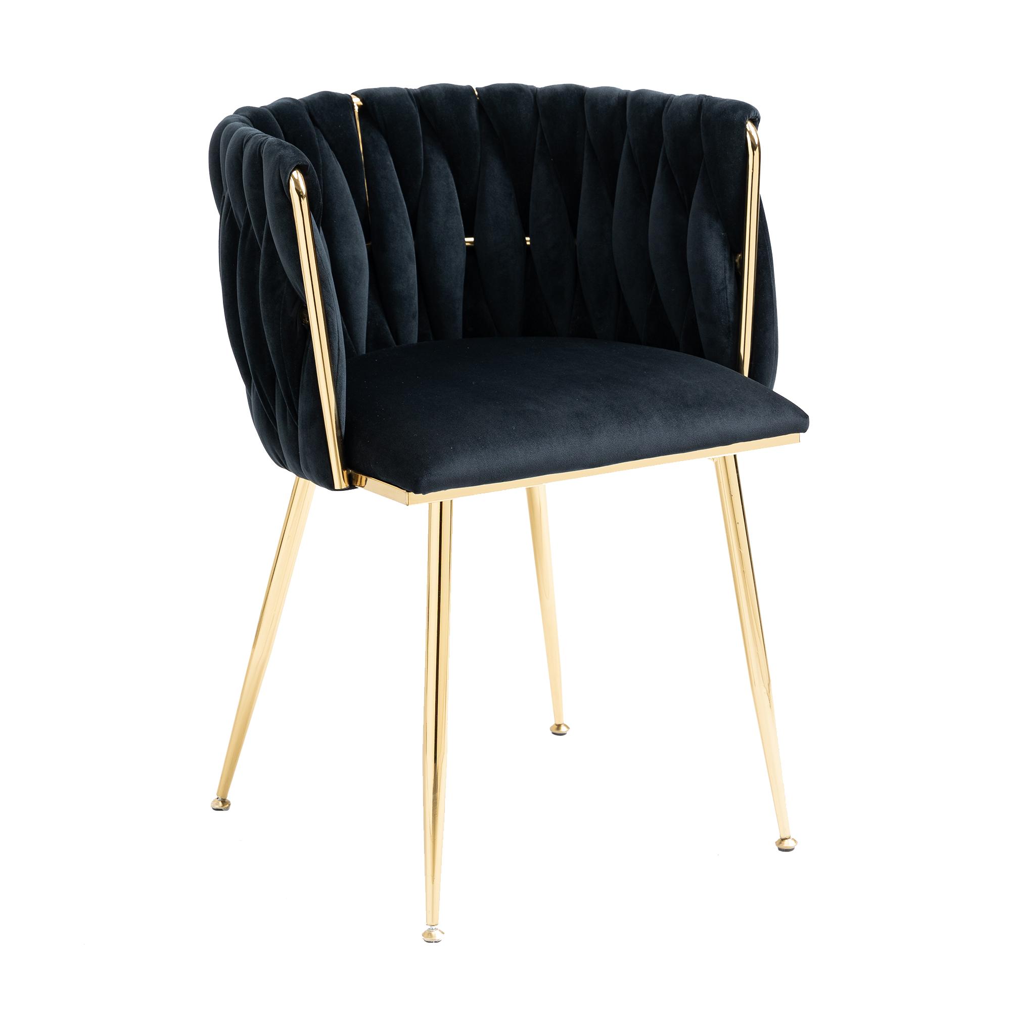 Samt-Esssessel mit goldenen Metallbeinenl, Schwarz   Aosom.de