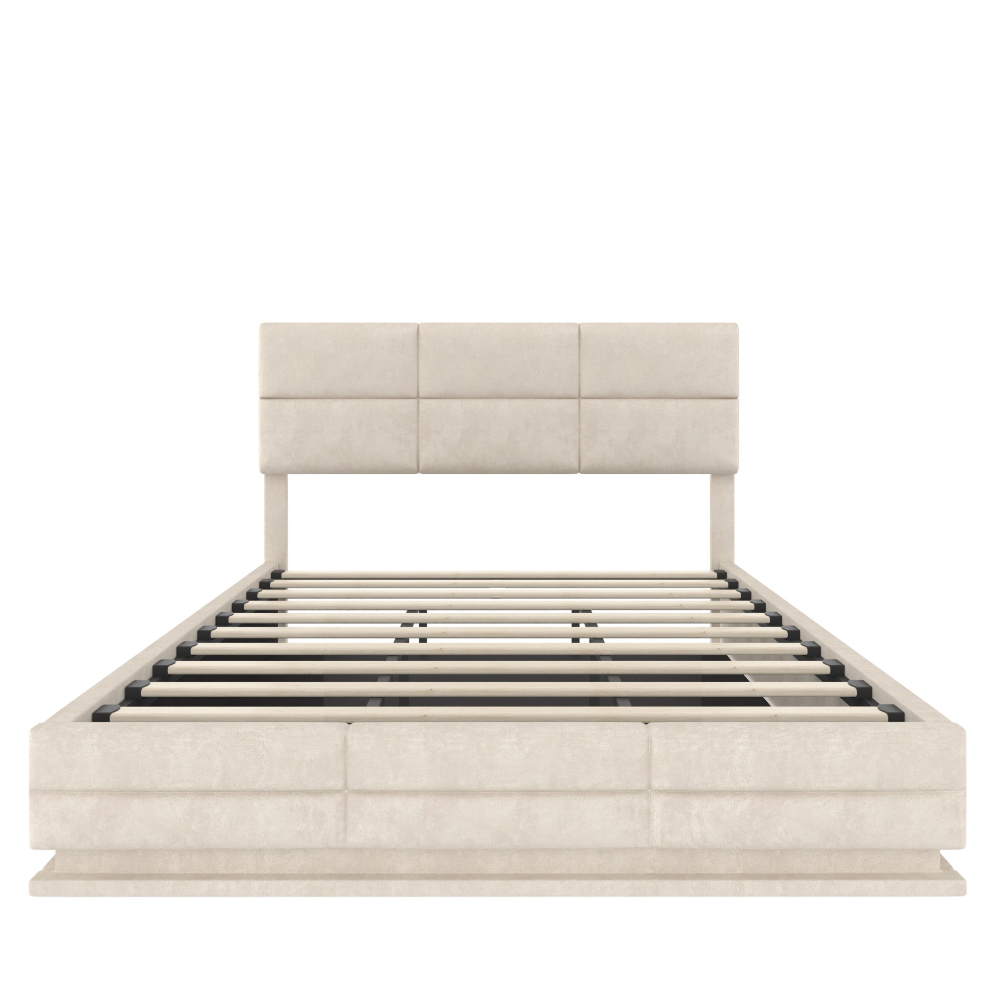Das samtgepolsterte Bett misst 180 x 200 cm, Beige Aosom.de