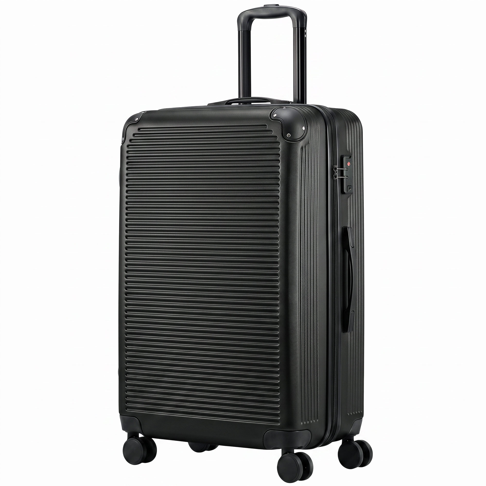 HOMCOM Valiză Mare Rigidă 116L, Extensibilă, cu 4 Roți, Compartiment Umed/Uscat, 50x33x77 cm, Negru | Aosom Romania