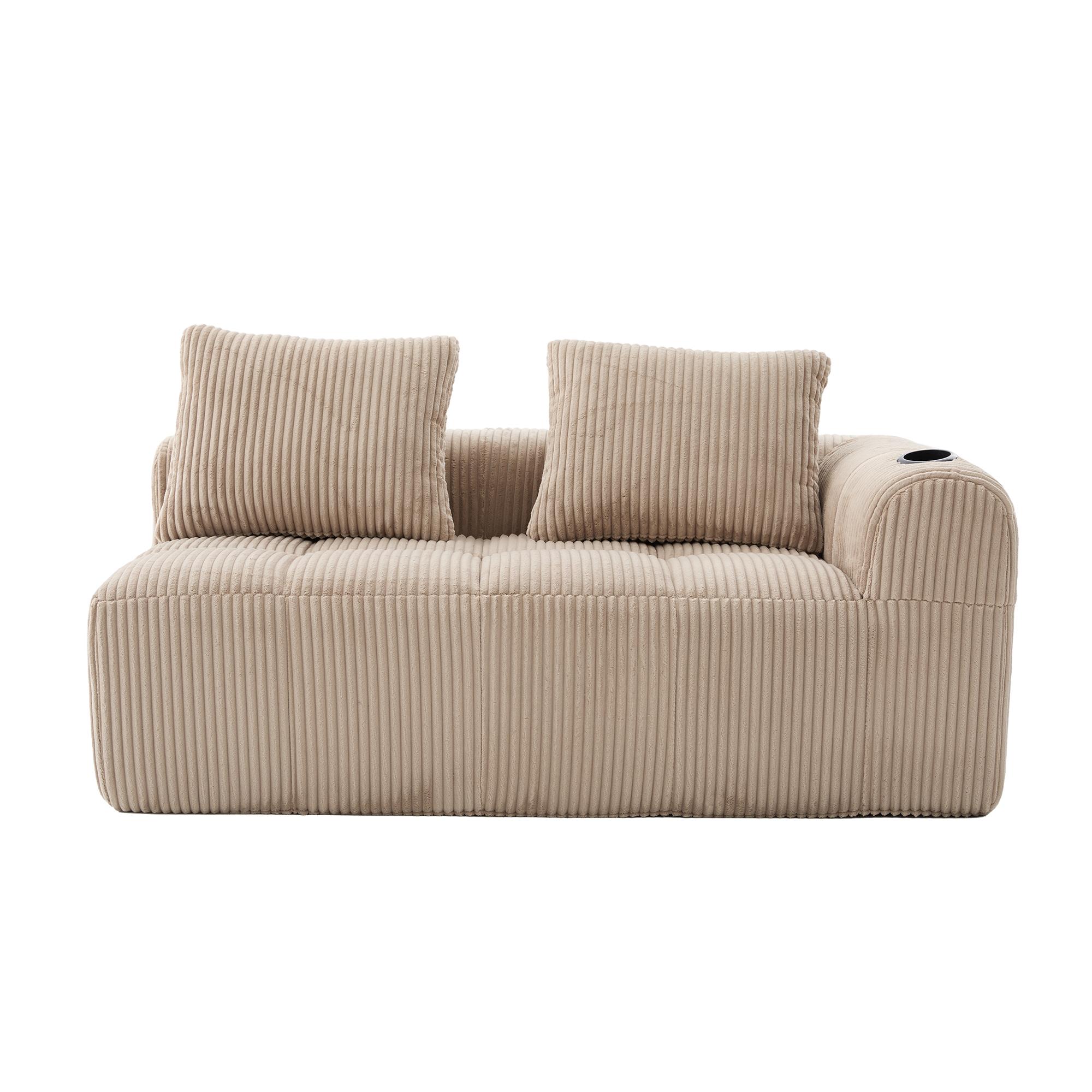 Bequemes Cordsofa mit zwei Sitzern, Khaki Aosom.de