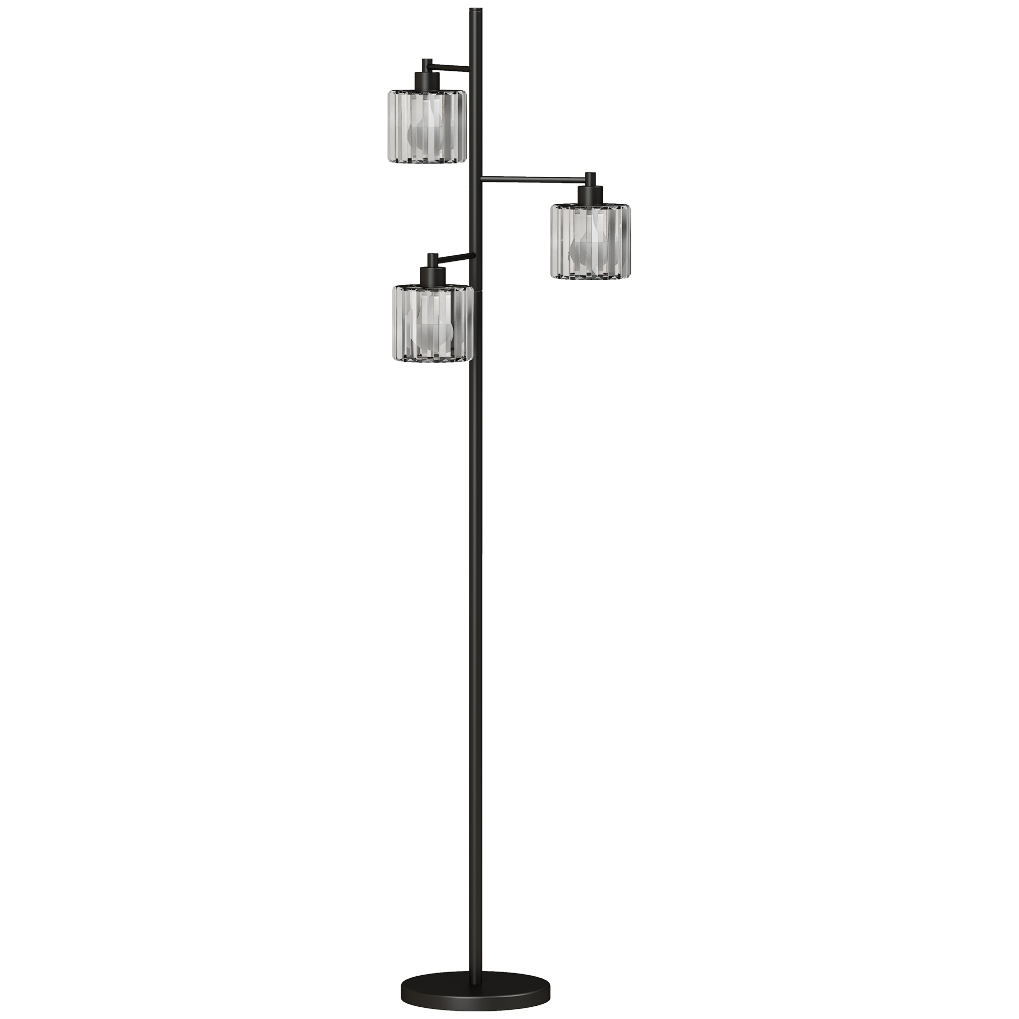 HOMCOM Lampă de Podea 40W, 3 Becuri LED E27, Telecomandă Magnetică, Dimabilă, 3 Temperaturii de Culoare, Negru | Aosom Romania