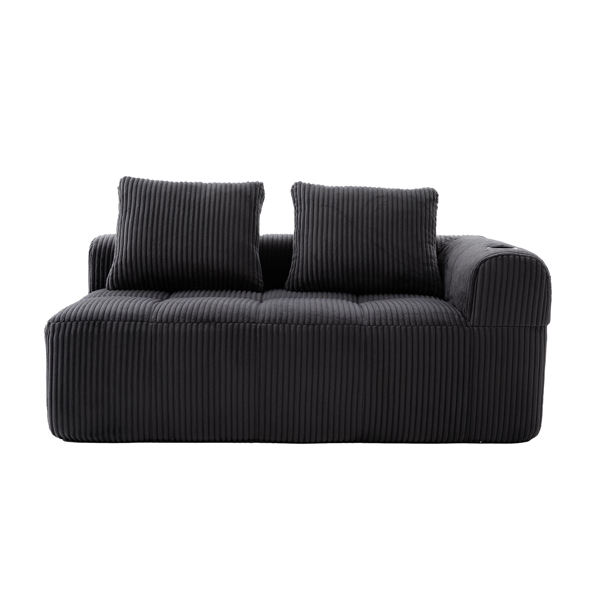 Bequemes Cordsofa mit zwei Sitzern,Dunkelgrau Aosom.de