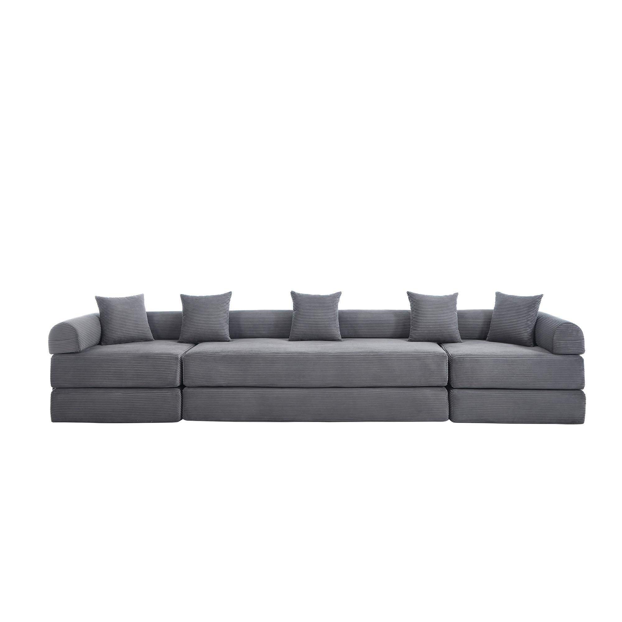 Bequemes Familiensofa mit Stauraum, Dunkelgrau Aosom.de