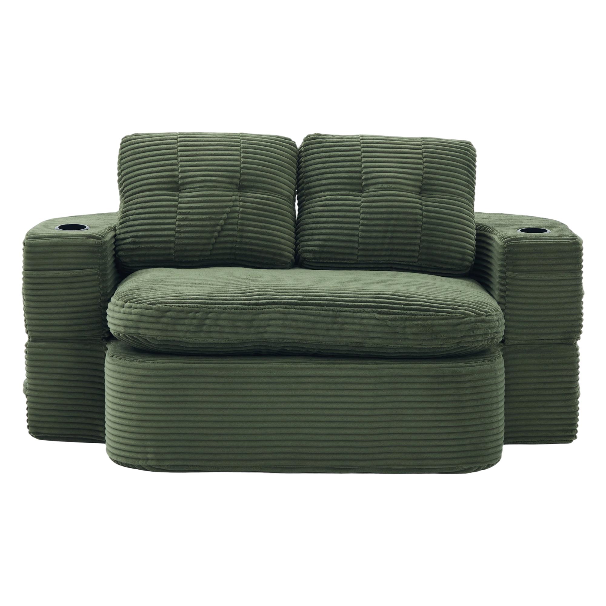 2-in-1 Cordsofa mit verstellbarer Funktion, Smaragdgrün Aosom.de