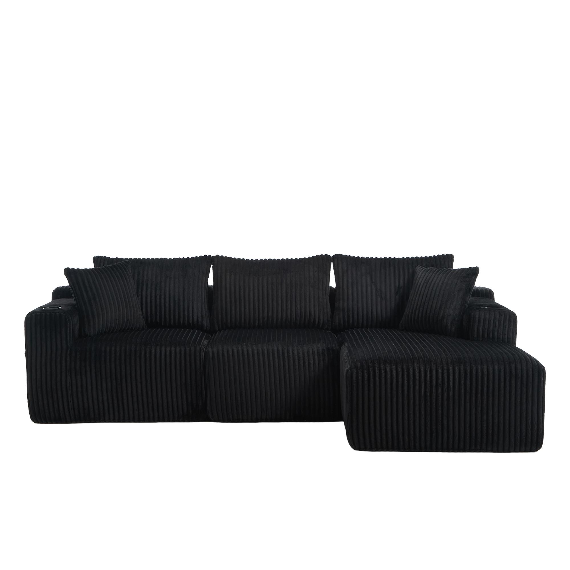 Modulares Sofaset mit Liegestühlen und Doppelbetten,Schwarz Aosom.de