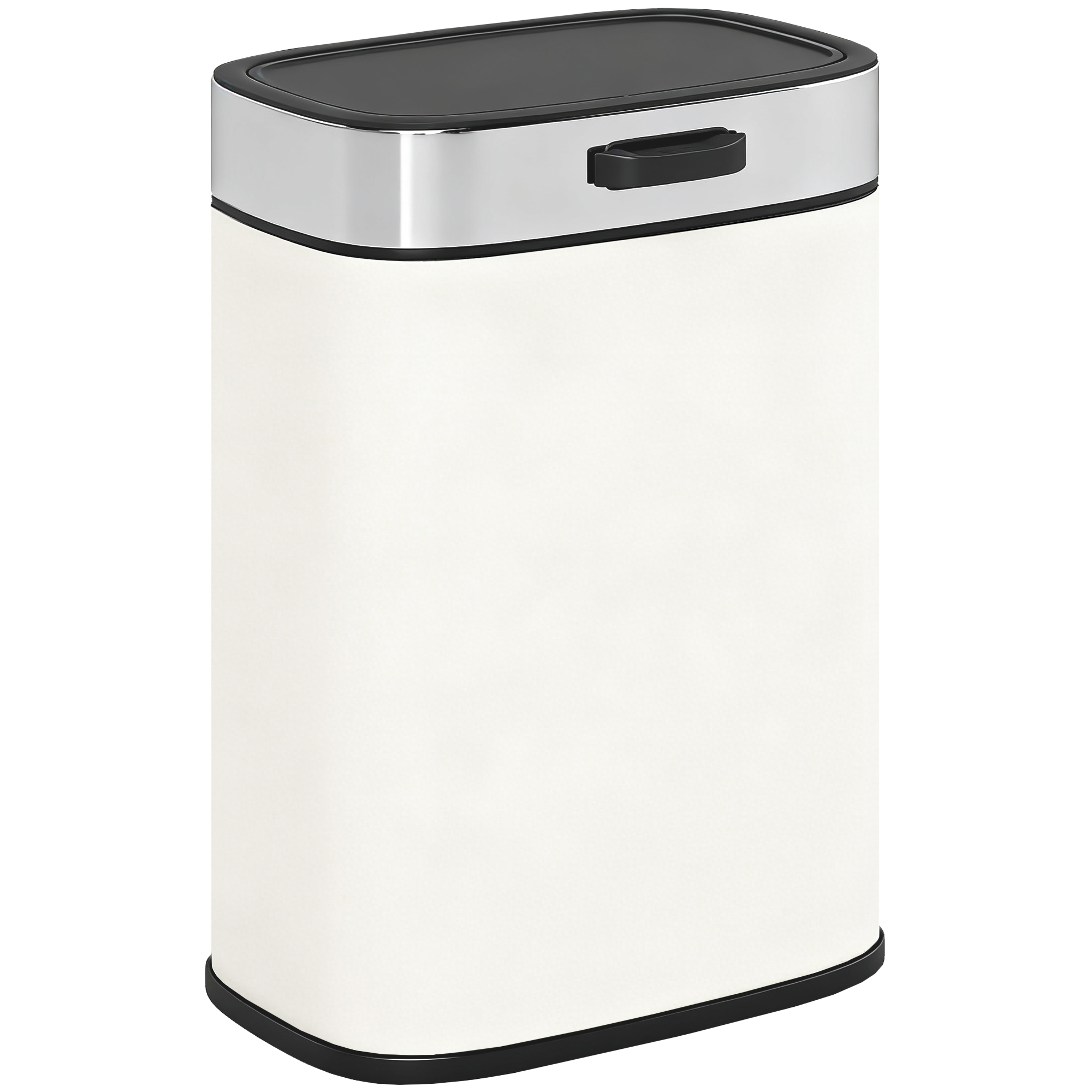 HOMCOM Mülleimer Hängend 5 L Treteimer mit Druck-Öffnen Feststelldeckel Abfalleimer inkl. abnehmbar Inneneimer Abfallsammler, Edelstahl, Cremeweiß, 21,5 x 19,5 x 30 cm Aosom