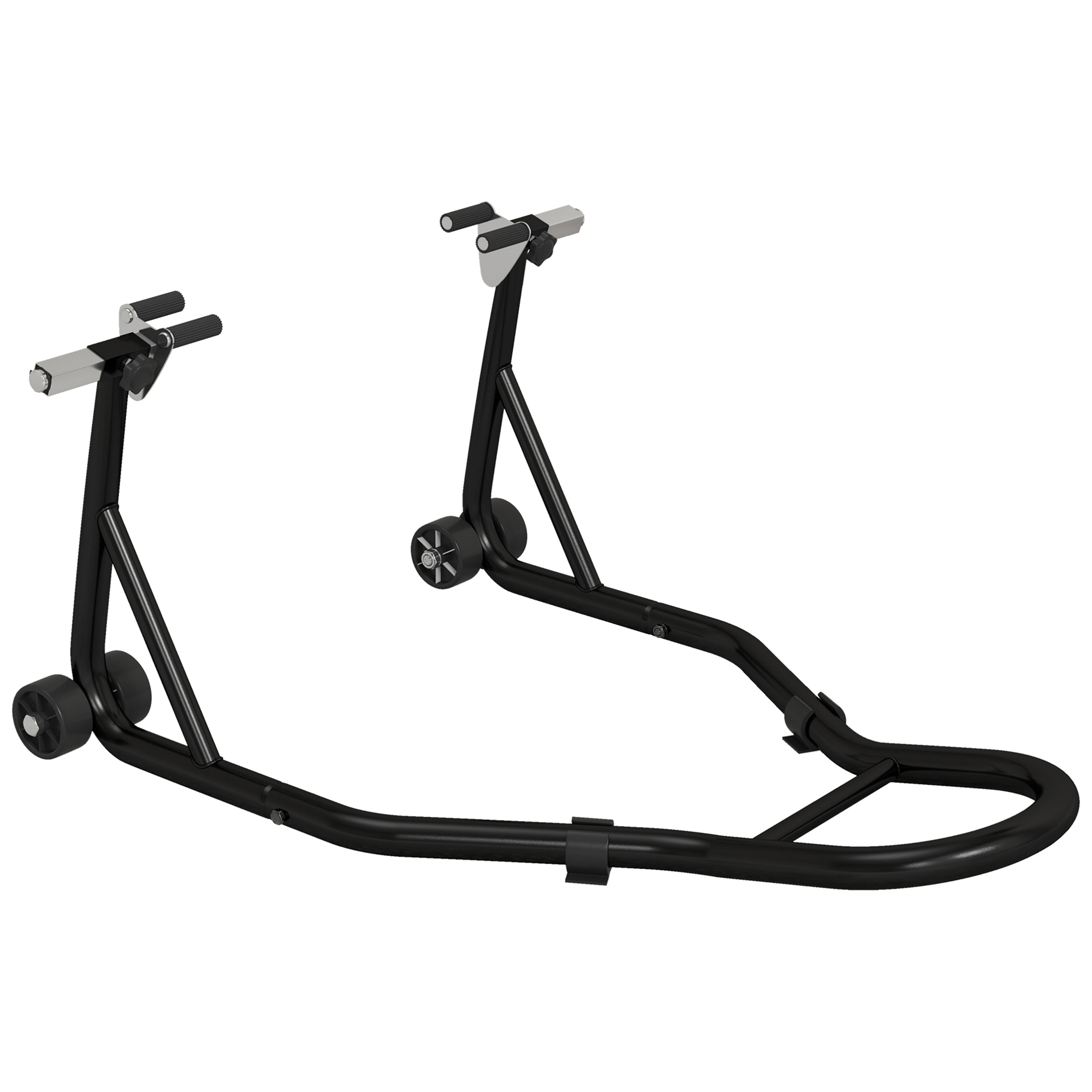 HOMCOM Stand Față pentru Motocicletă cu Protecții Antiderapante, Adaptoare Reglabile pentru Bolțuri și Tip Furcă, Capacitate 200 kg, pentru Anvelope de 18", 17" și 10" | Aosom Romania