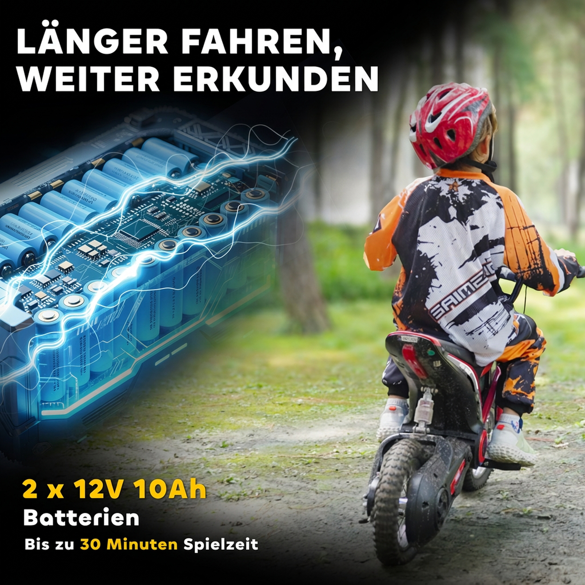 Elektrimootorratas lastele, 24V lastemootorratas signaali, tule ja pöördgaasiga, 8-16 km/h, 8-12 aastat, punane