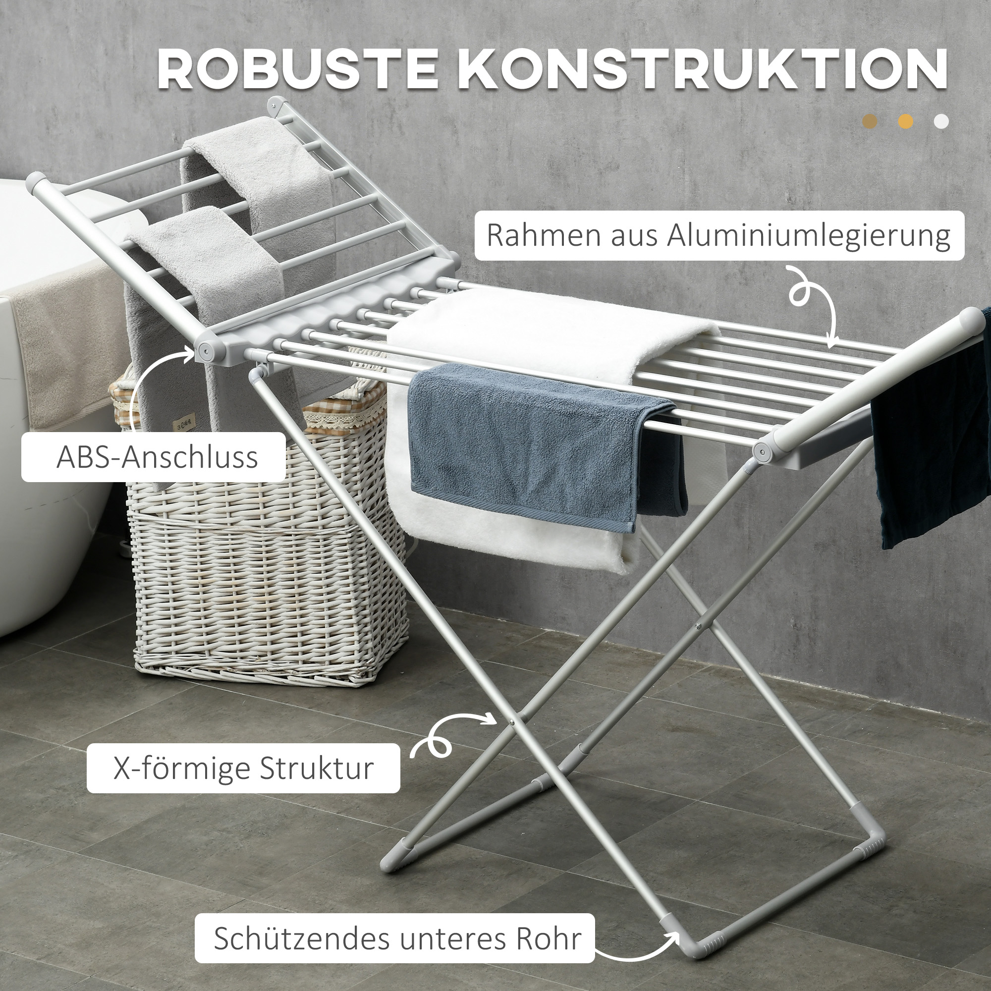 Riidekuivatusrest soojendusfunktsiooniga, 45-55 ℃, kokkupandav, 144P x 53L x 96K cm