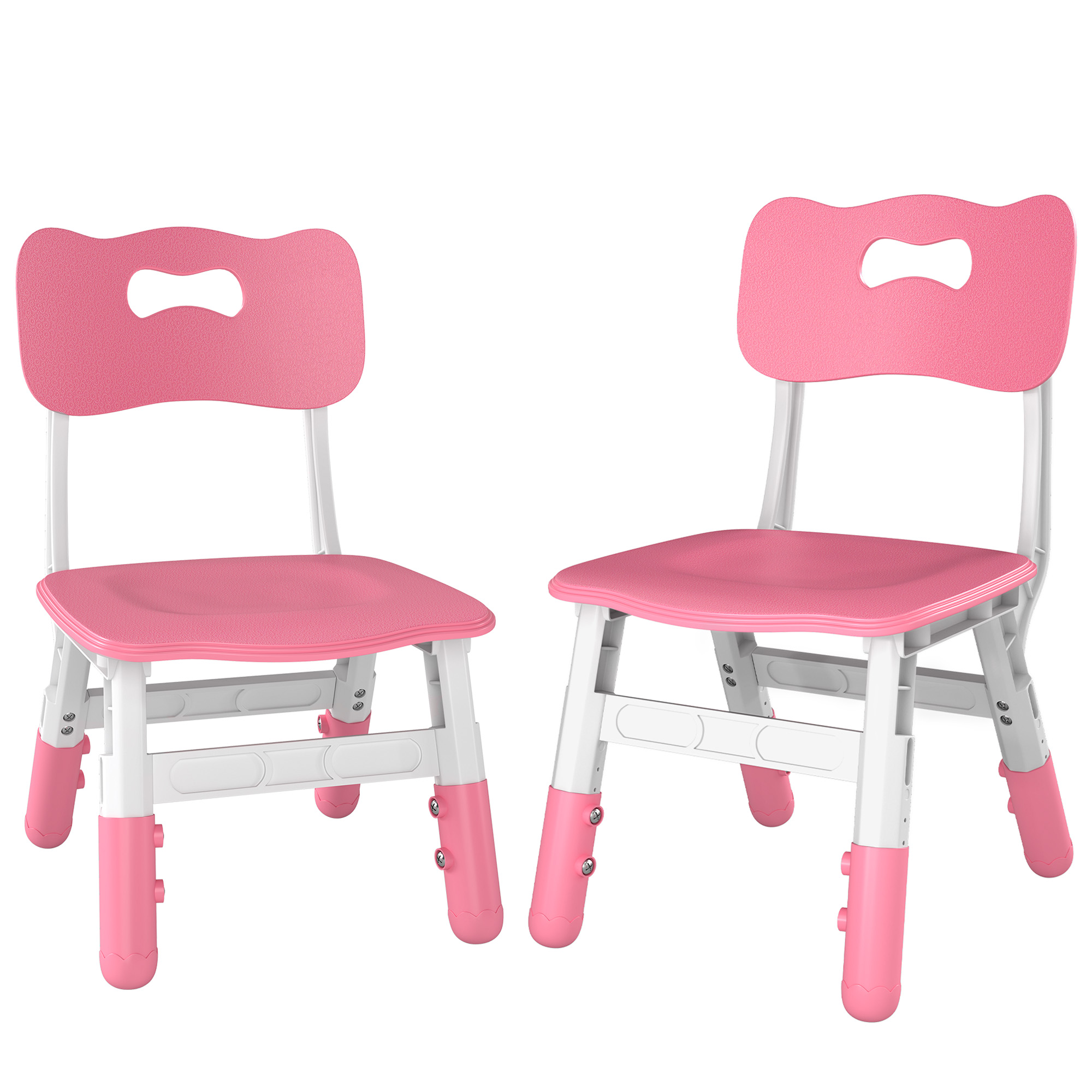 AIYAPLAY Schreibtischstuhl Kinder 2er Set, 26-30cm höhenverstellbar, stapelbar Kinderschreibtischstuhl mit ergonomischer Rückenlehne, armloser Bürostuhl ohne Rollen, Kinderstuhl für 1,5–8 Jahren Rosa Aosom