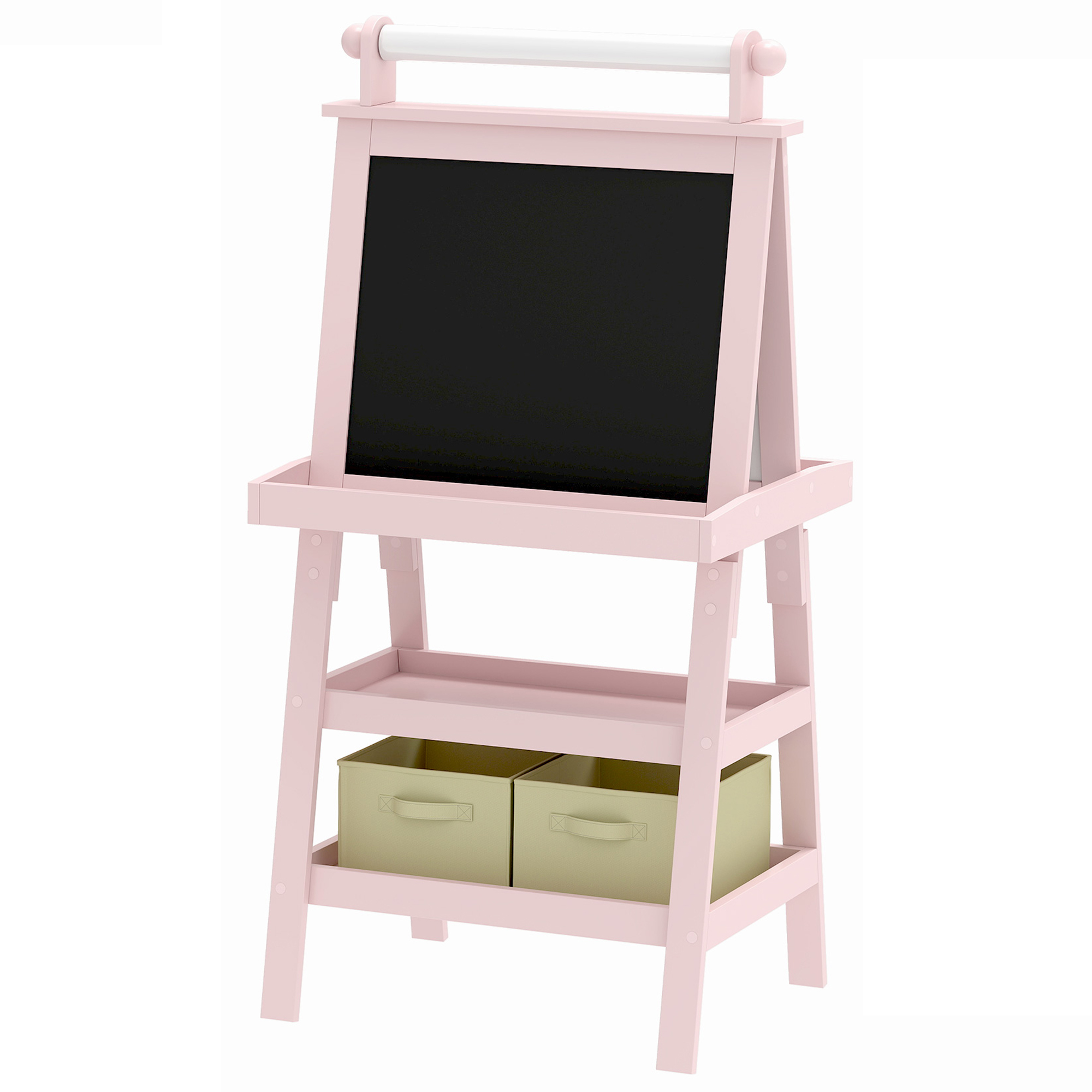 AIYAPLAY Tablă de Desen Dublă Pentru Copii 3-6 Ani, 59x48x118 cm, Roz | Aosom Romania