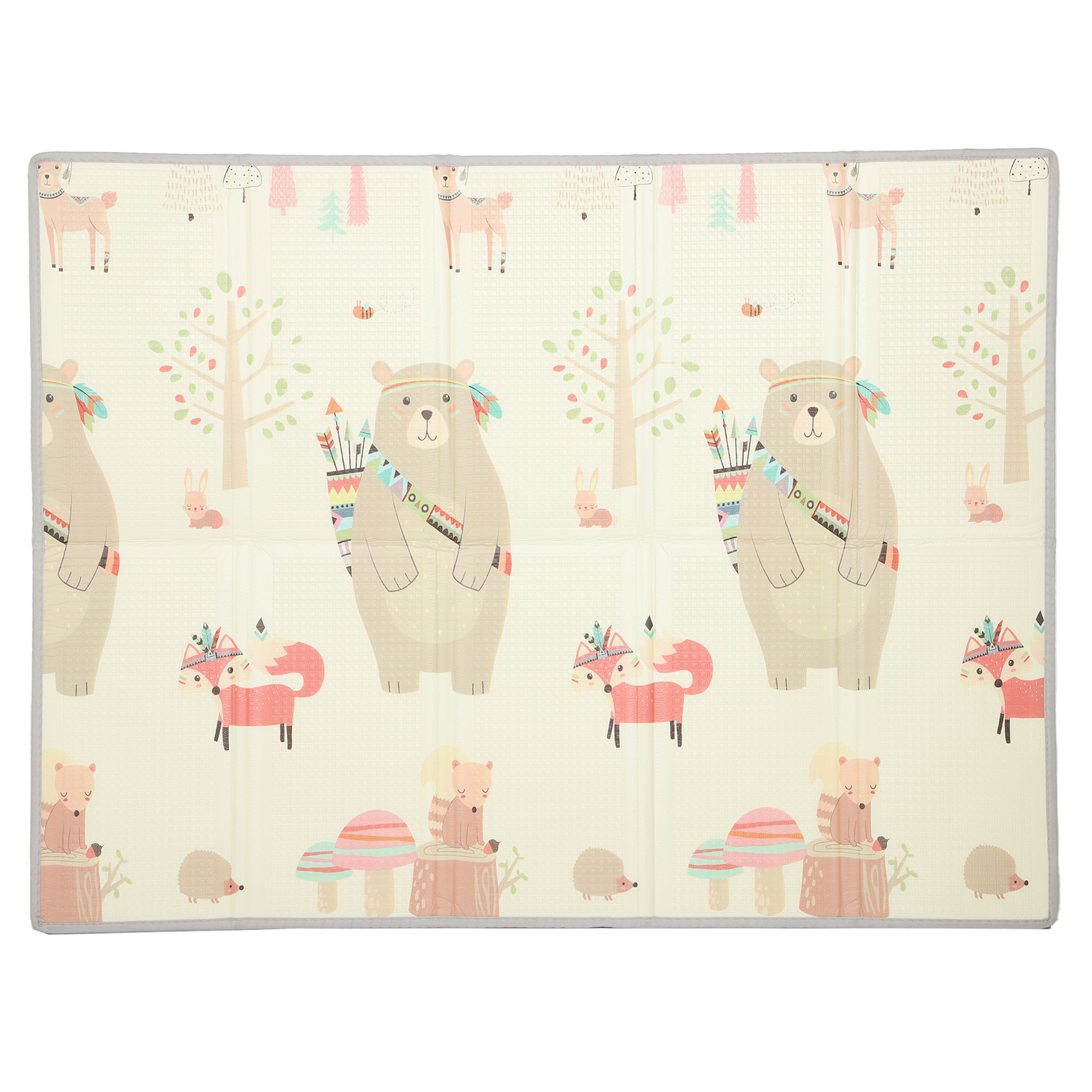 AIYAPLAY Spielmatte Faltbar Doppelseitige Krabbelmatte Baby wasserdicht rutschfest Spiel Matte Kindermatte mit Tiermotiv Spielteppich 146,5 x 195 x 1,5 cm Mehrfarbig Aosom