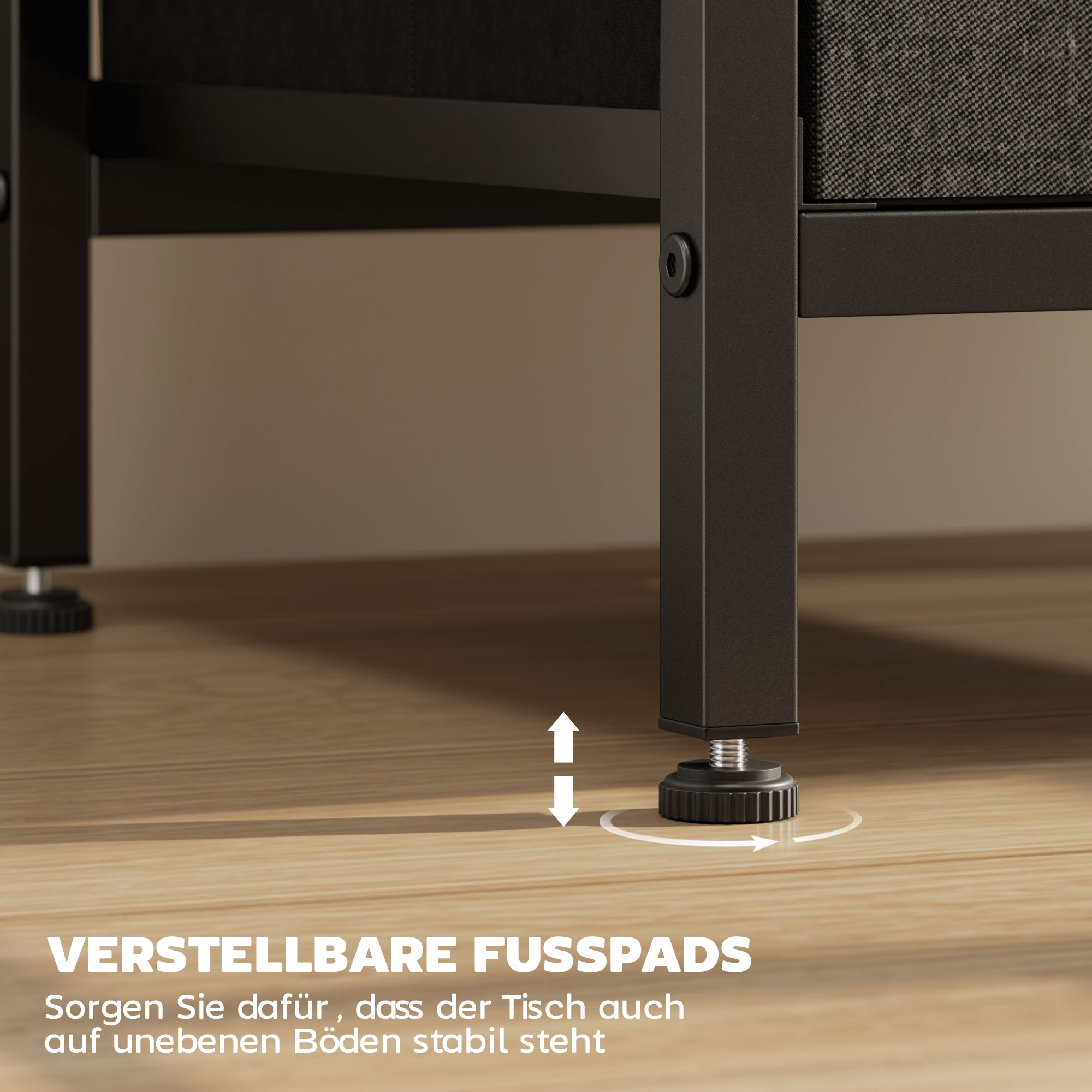 Kohvilaud/külglaud laadimisjaamaga, terasraam, USB-C pesad, sahtlid, konksud, 40cm x 30cm x 60cm, must