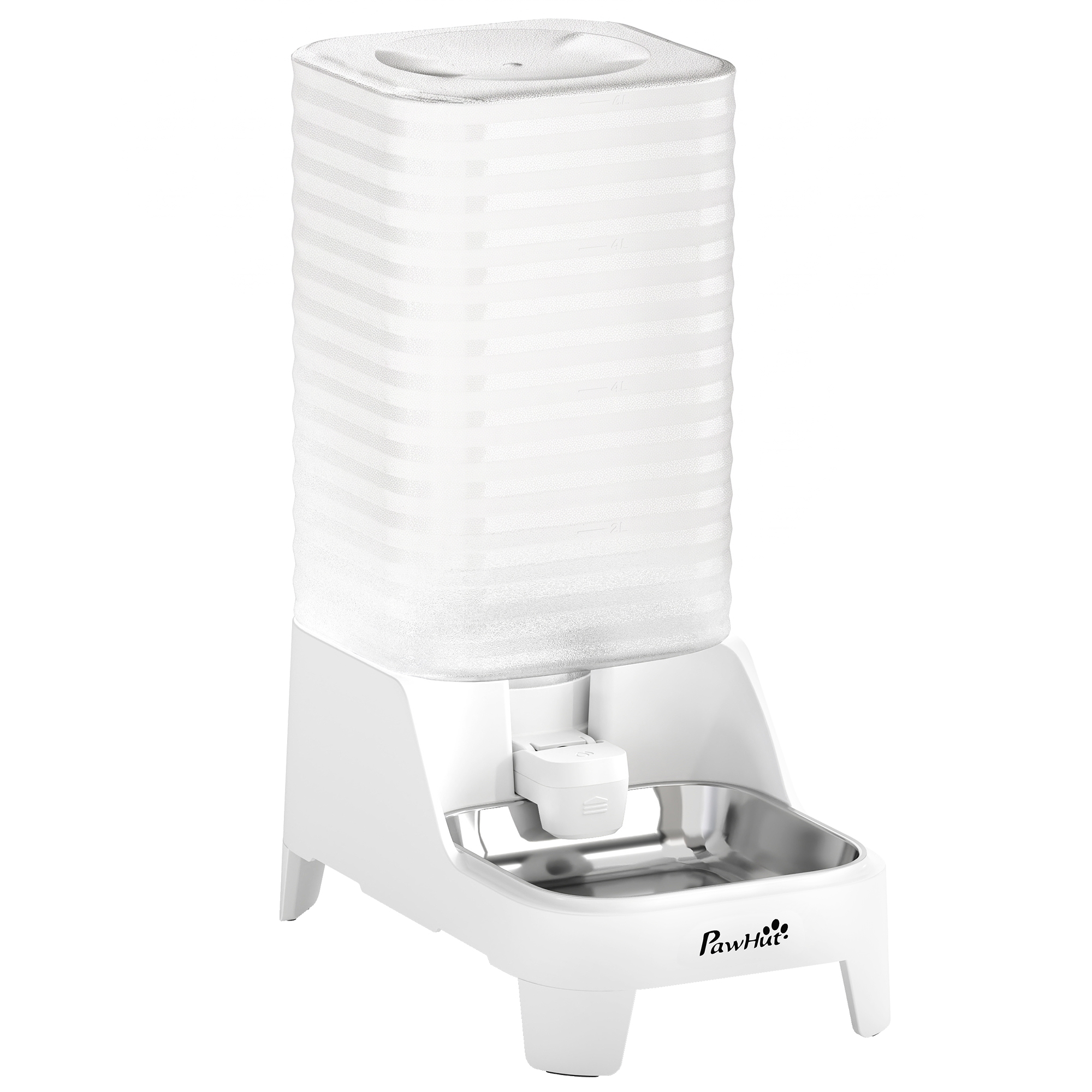 PawHut Automatic Pet Water Dispenser, 8L Gravity Dog Water Dispenser with Patented Tap, Stainless Steel Bowl, White