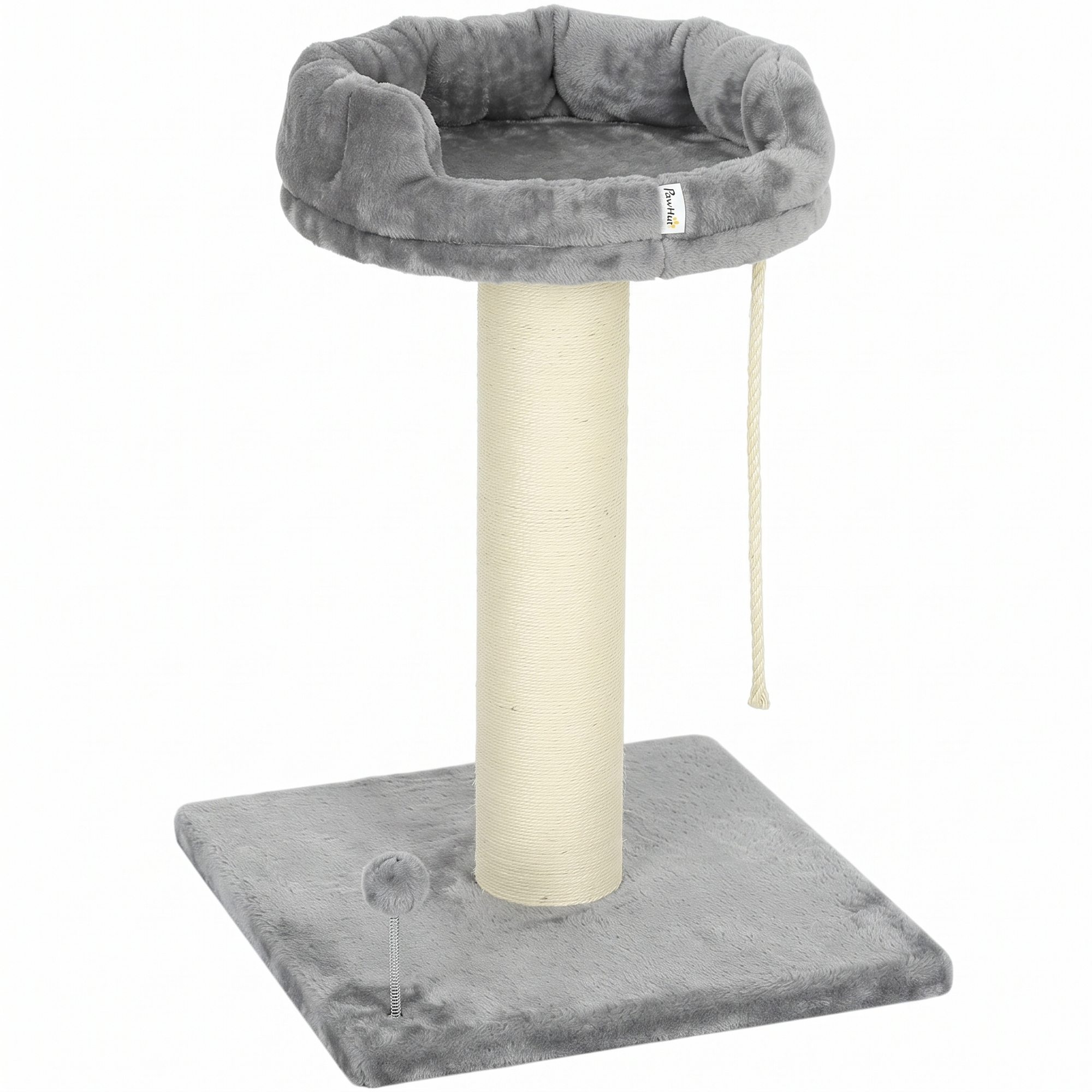 PawHut Kratzbaum 83 cm Katzenturm mit Sisalstämme, Plattform,Sisalseil, Kletterbaum Katzenkratzbaum für mittelgroße Katzen, Grau Aosom