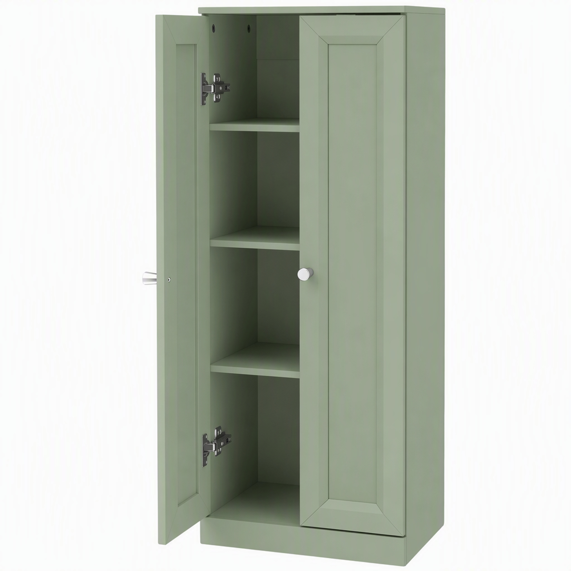 Homcom Narrow Bathroom Cabinet, Slim Storage Cabinet, Light Green, Green - Image 6