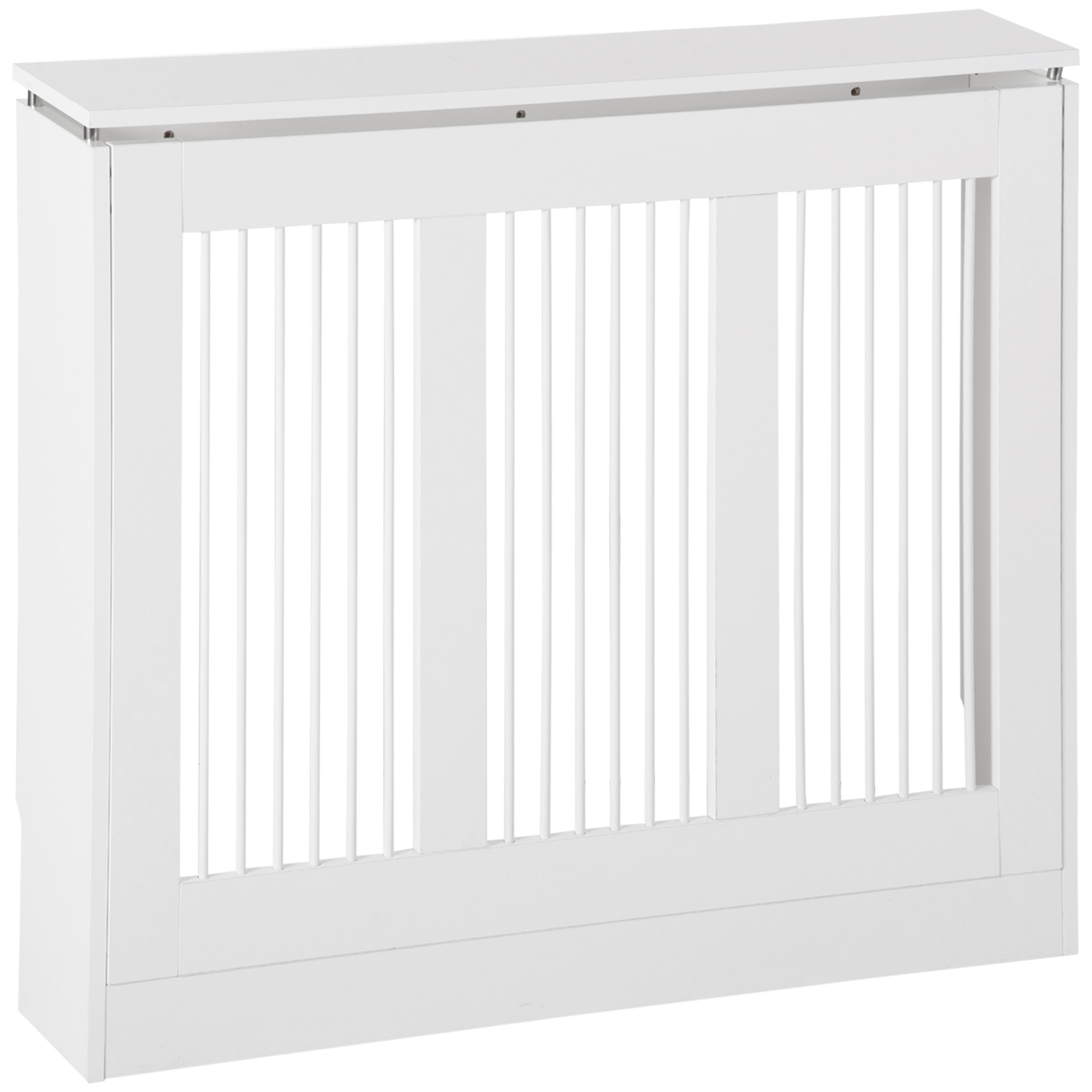 HOMCOM Radiator Cover Vertical Slatted Grille Heater Cover Top Shelf MDF Steel for Heat Circulation 90 x 18 x 84 cm White
