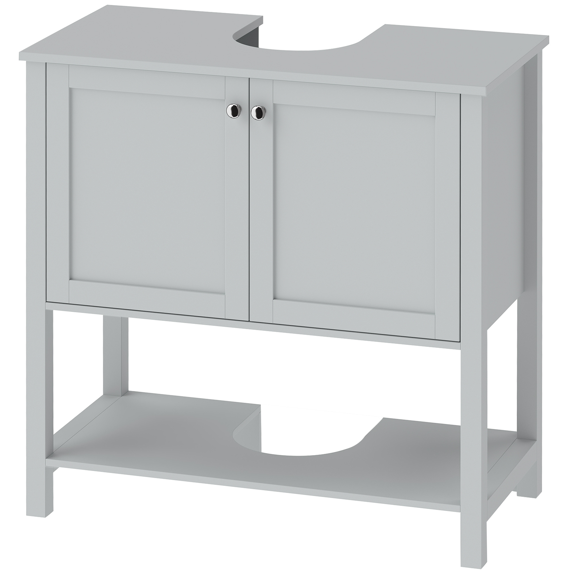 HOMCOM Under Sink Bathroom Cabinet with 2 Doors, Open Shelf and U-Shape Cut-Out for Basin with or without Pedestal, Light Blue HOMCOM Under Sink Bathroom Cabinet with 2 Doors, Open Shelf and U-Shape Cut-Out for Basin with or without Pedestal, Light Blue