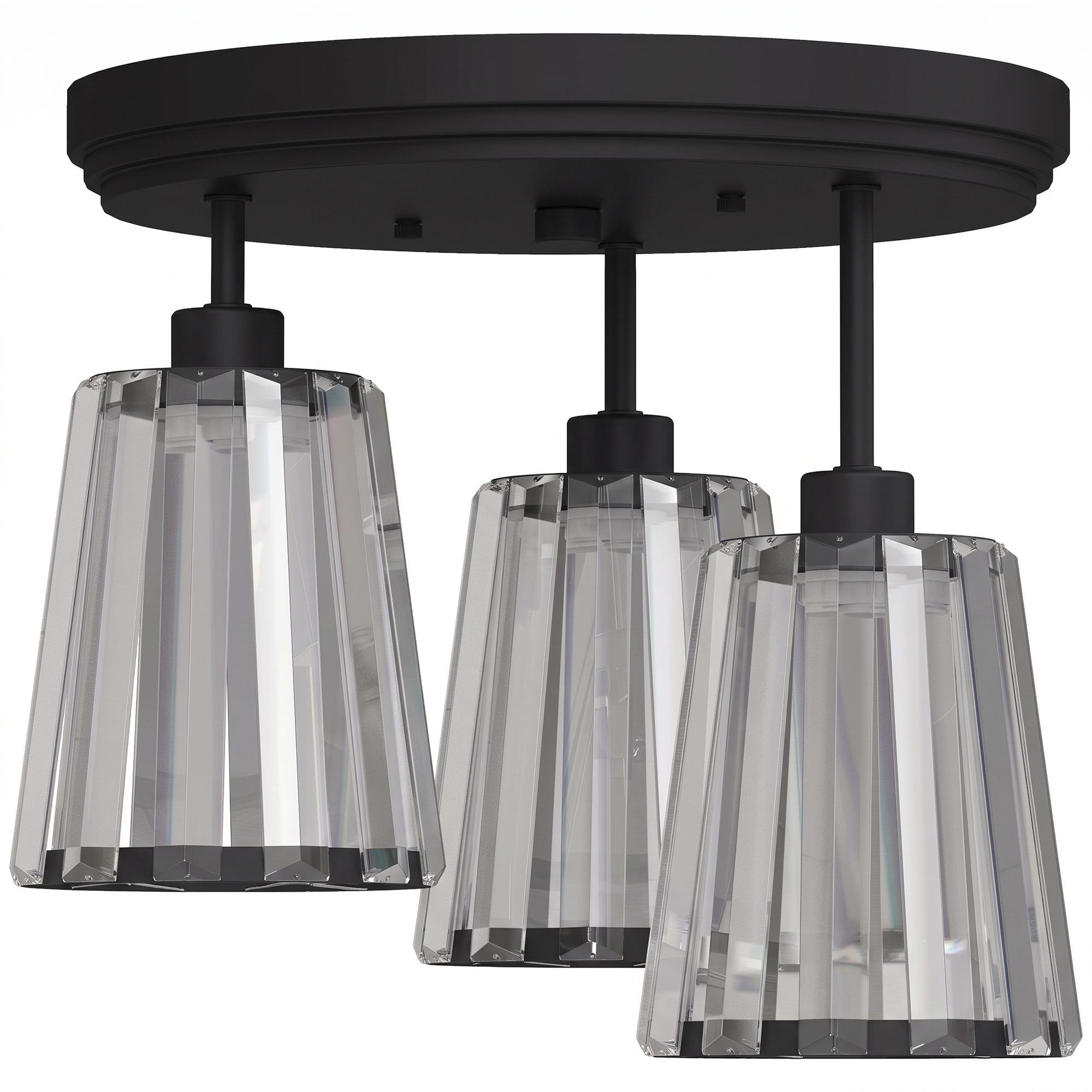 Homcom Unisex Black 3-Light Crystal Glass Ceiling Light, 40W, 3 E27 Sockets, - Image 6