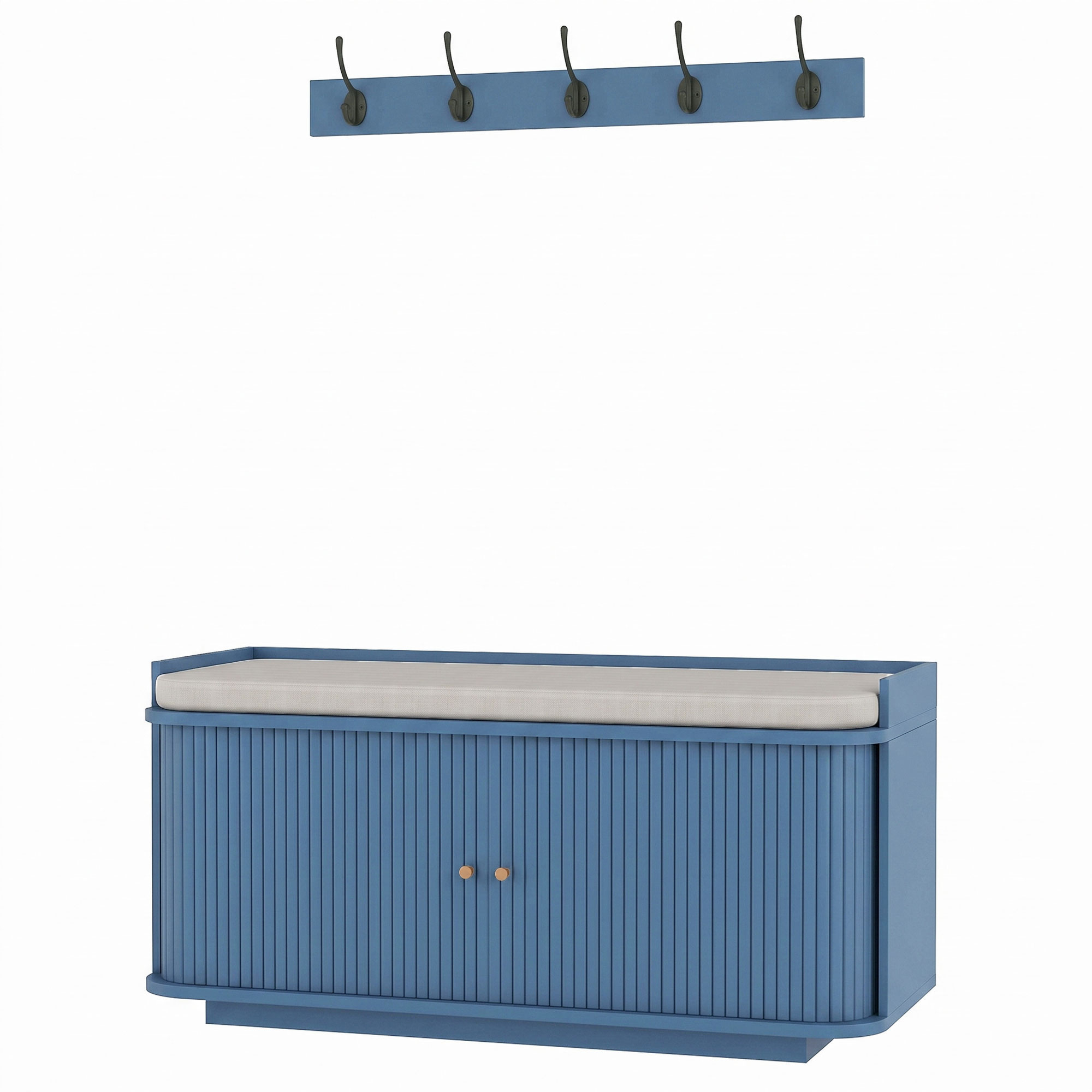 Homcom (Blue) Hallway Furniture Set With Shoe Bench And Coat Rack - Image 6