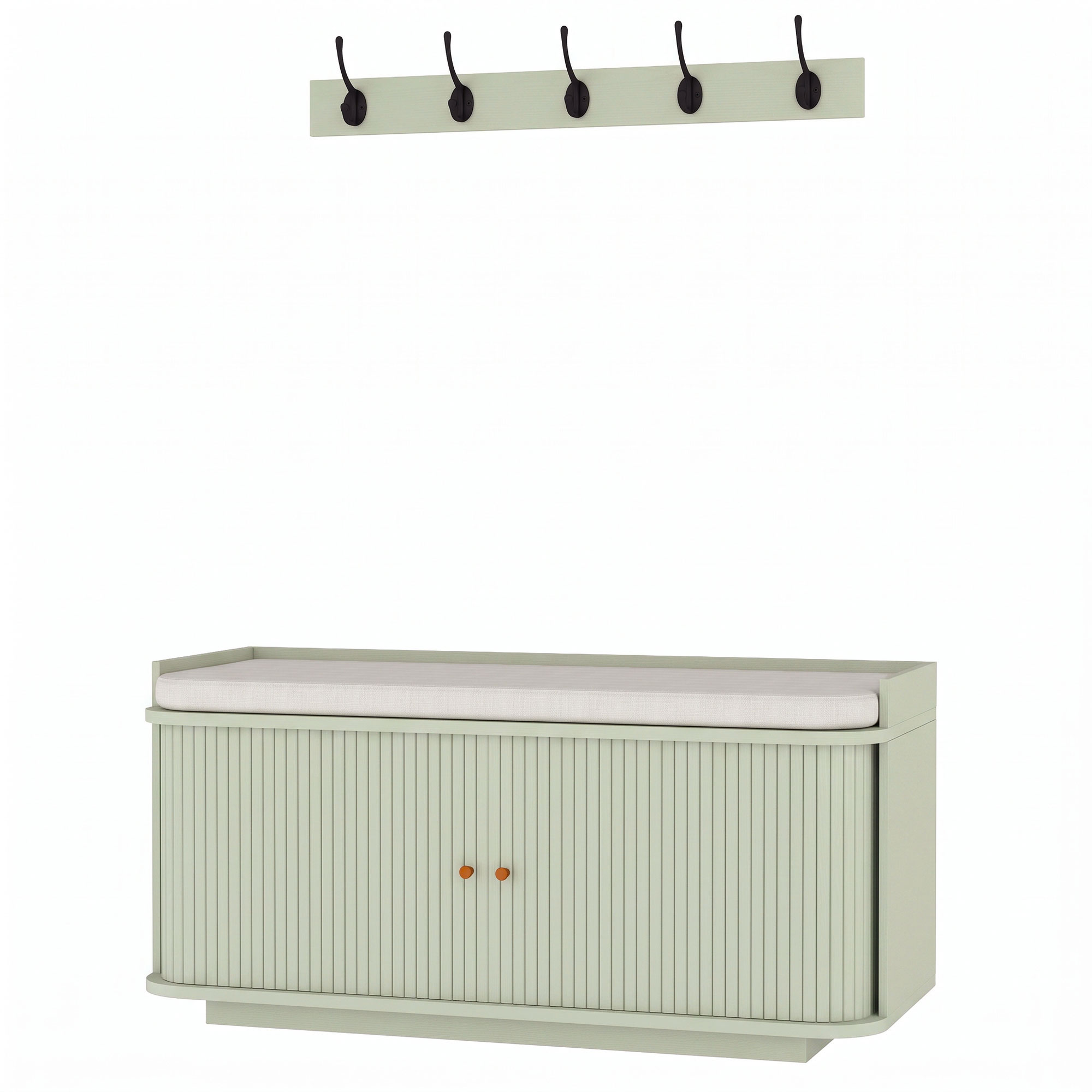 HOMCOM Hallway Furniture Set with Shoe Bench & Coat Rack in Light Green - Image 5