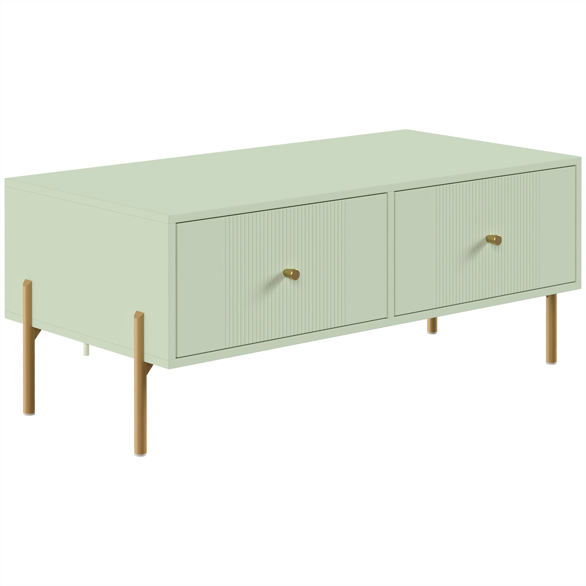 Rackhams Light/Green Coffee Table With 2 Drawers And Legs For Living Room, - Image 5