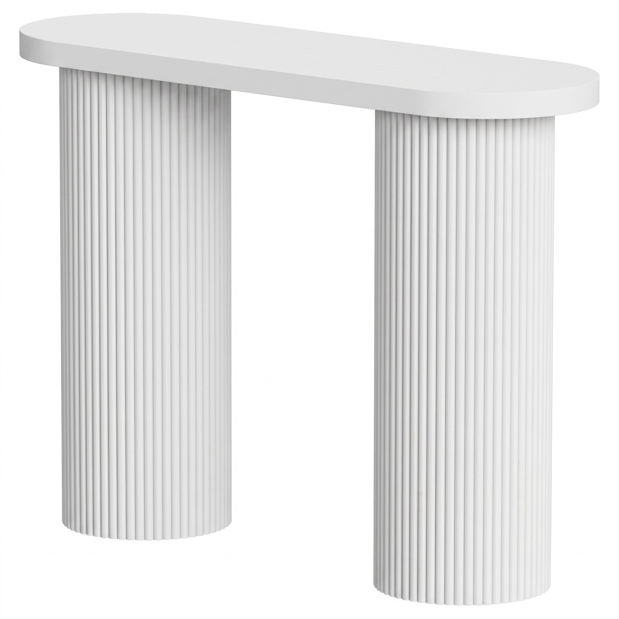 HOMCOM Moderne Eingangskonsole mit Versteckfach, schmaler Konsolentisch mit Stahlrahmen, gerillte Beine, für Flur, Eingang, Wohnzimmer, 103x35x80 cm, Weiß Aosom