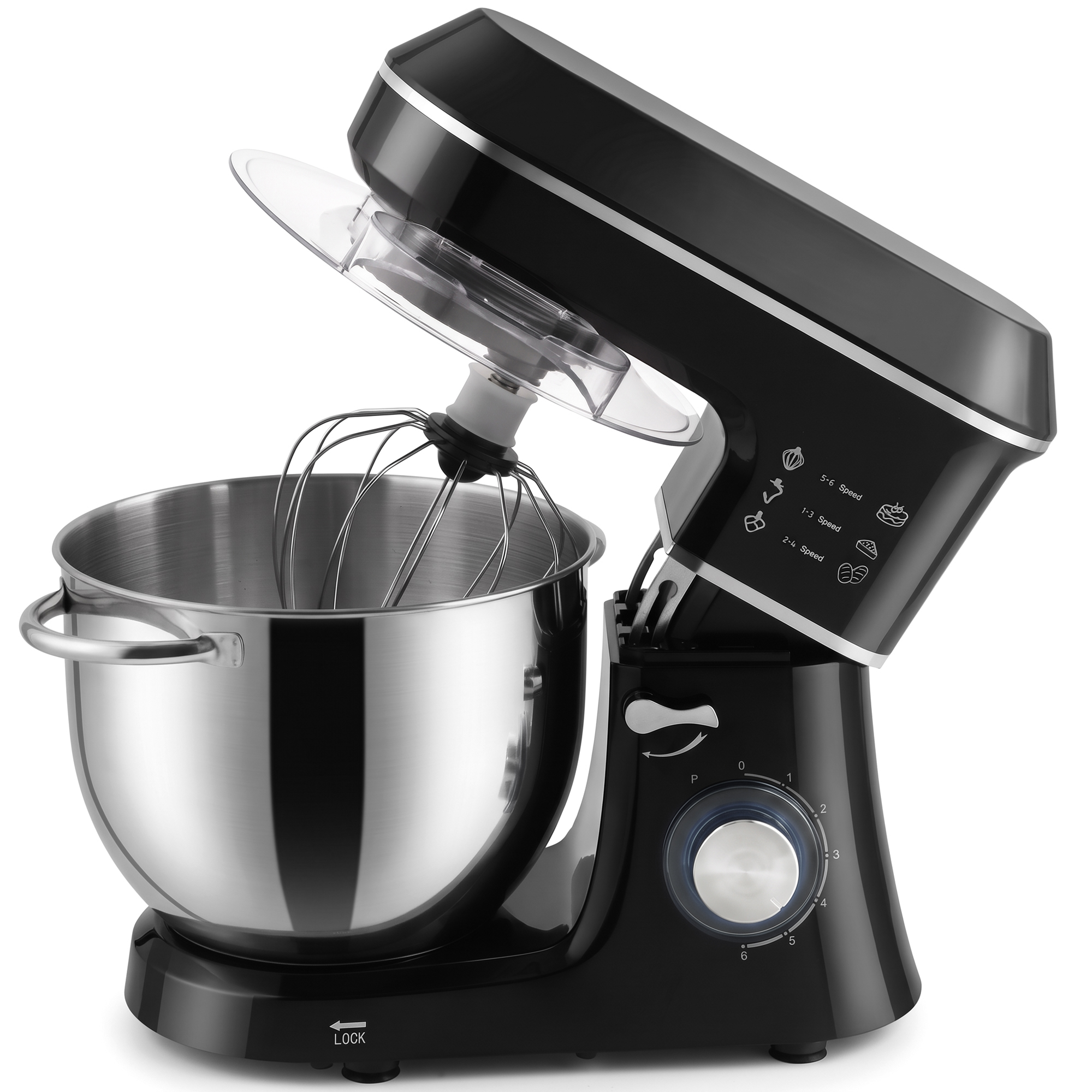 HOMCOM 7 L 1400W 6-Speed Tilt-Head Food Mixer, Stand Mixer with Handle and Dough Hook, Black HOMCOM 7 L 1400W 6-Speed Tilt-Head Food Mixer, Stand Mixer with Handle and Dough Hook, Black