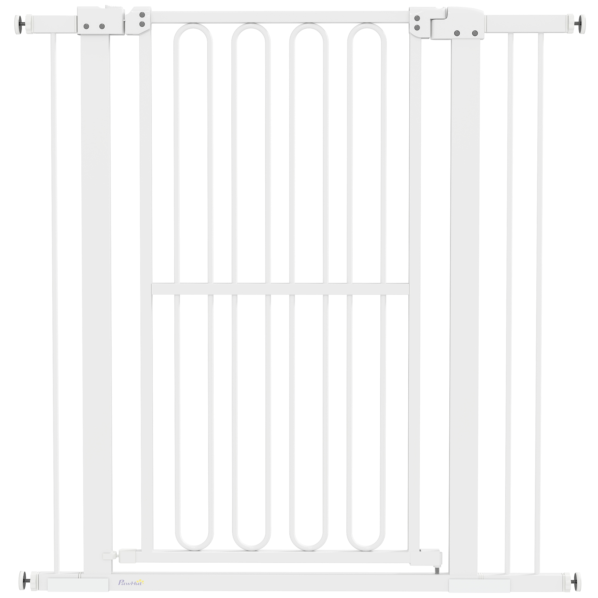 PawHut Poartă de Siguranță Extensibilă pentru Câini 76-104 x 104 cm, Deschidere cu o Singură Mână, Alb | Aosom Romania