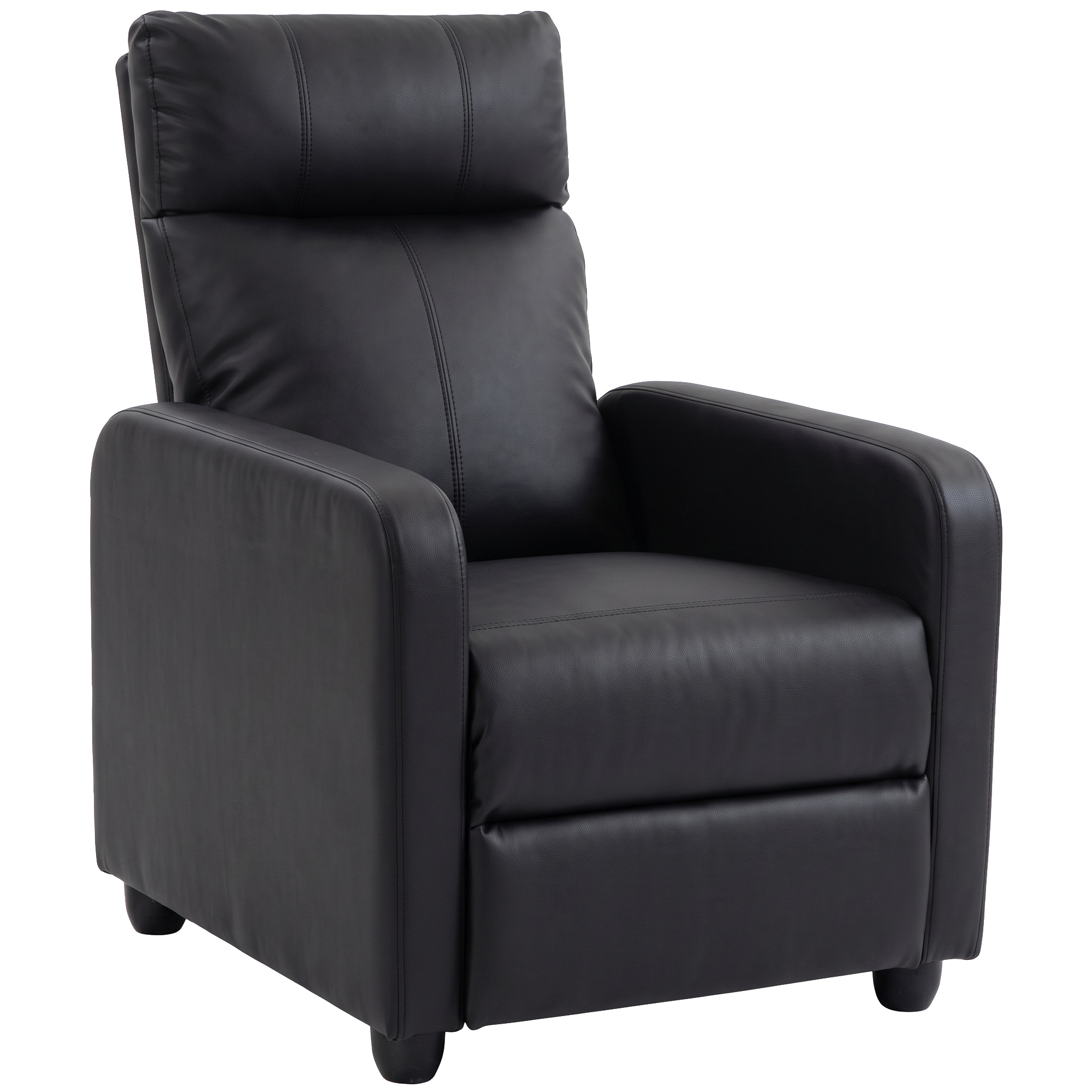 HOMCOM Relaxsessel Manuell 155° mit Fußstütze, Ergonomisch Gepolstert, PU-Leder für Wohnzimmer & Schlafzimmer, 67x91x100cm, Schwarz Aosom